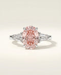 Ready to Ship 2.5 Carat Fancy Vivid Pink Oval Three-Stone Diamond Ring — view 12