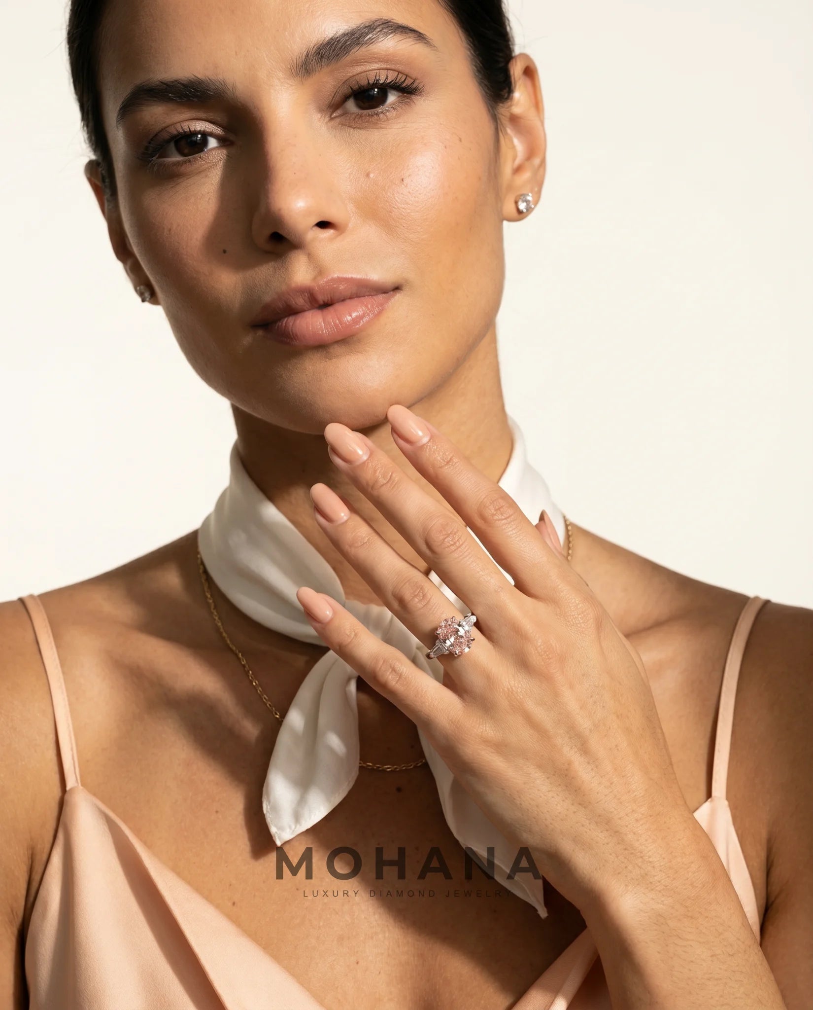 Ready to Ship 2.5 Carat Fancy Vivid Pink Oval Three-Stone Diamond Ring — view 10