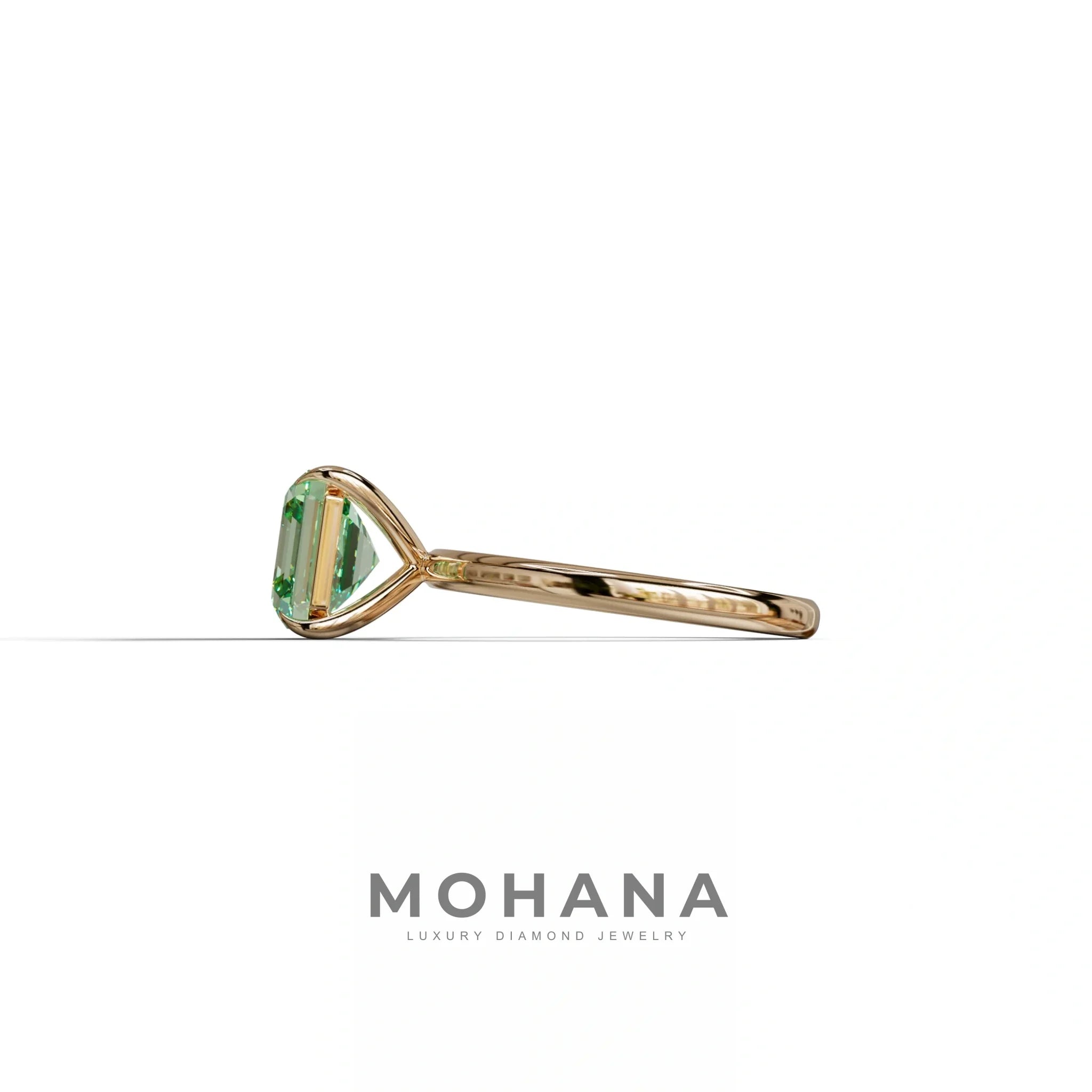 Green Asscher Cut Solitaire Lab Grown Diamond Engagement Ring - Fabriciana