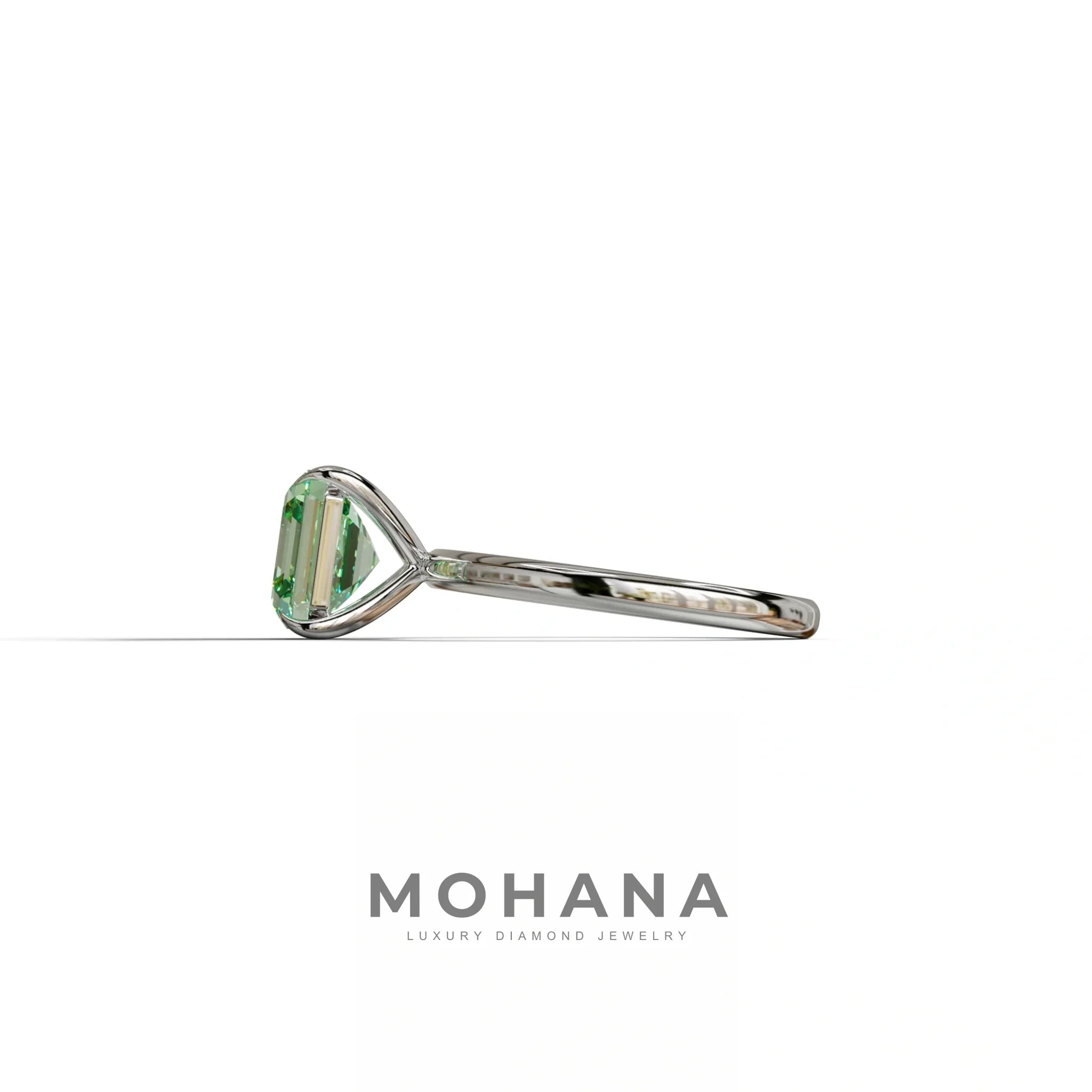 Green Asscher Cut Solitaire Lab Grown Diamond Engagement Ring - Fabriciana