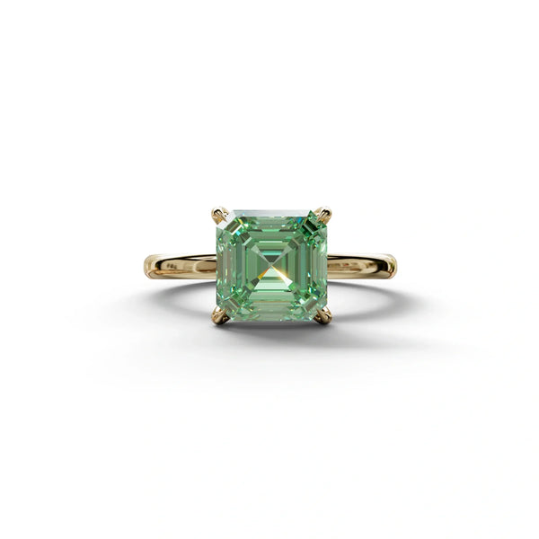 2 to 5 Carat Green Lab Grown Diamond Engagement Ring – Asscher Cut Solitaire | Fabriciana