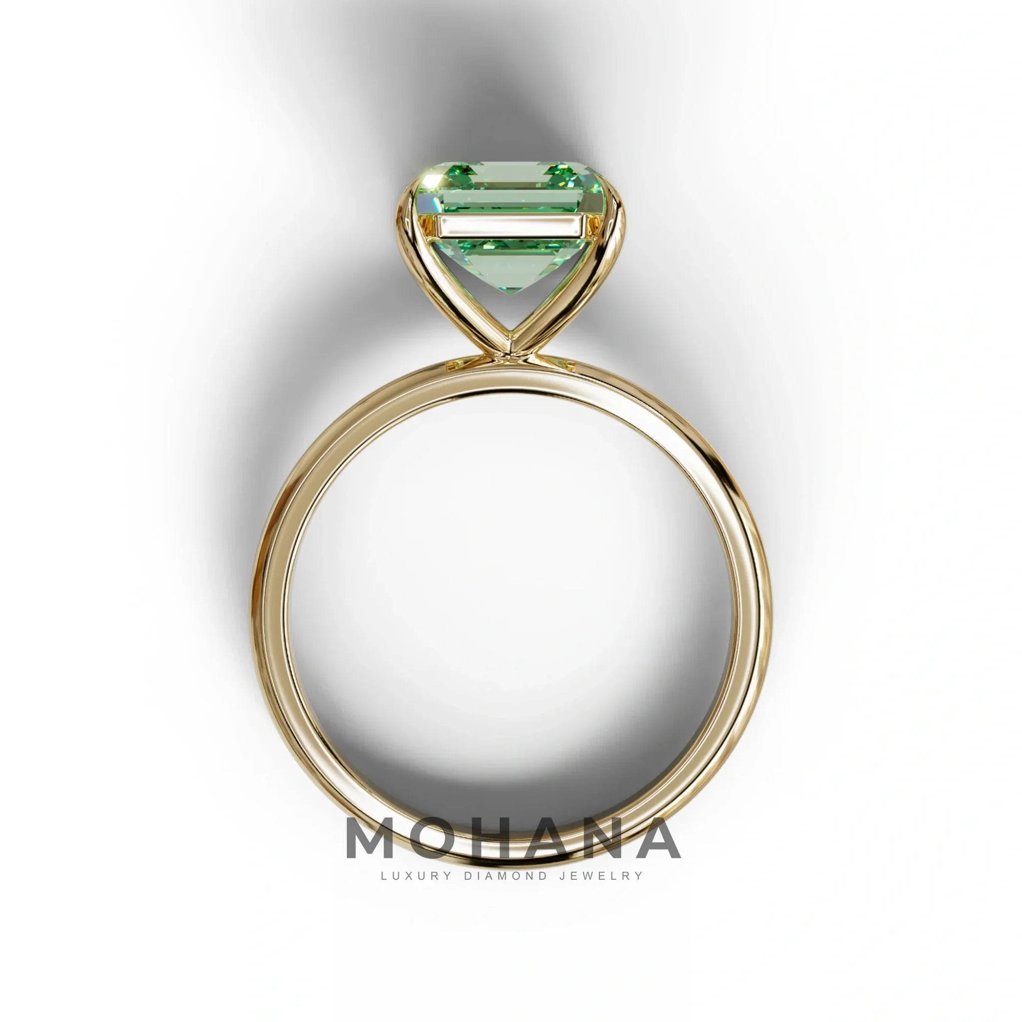 Green Asscher Cut Solitaire Lab Grown Diamond Engagement Ring - Fabriciana