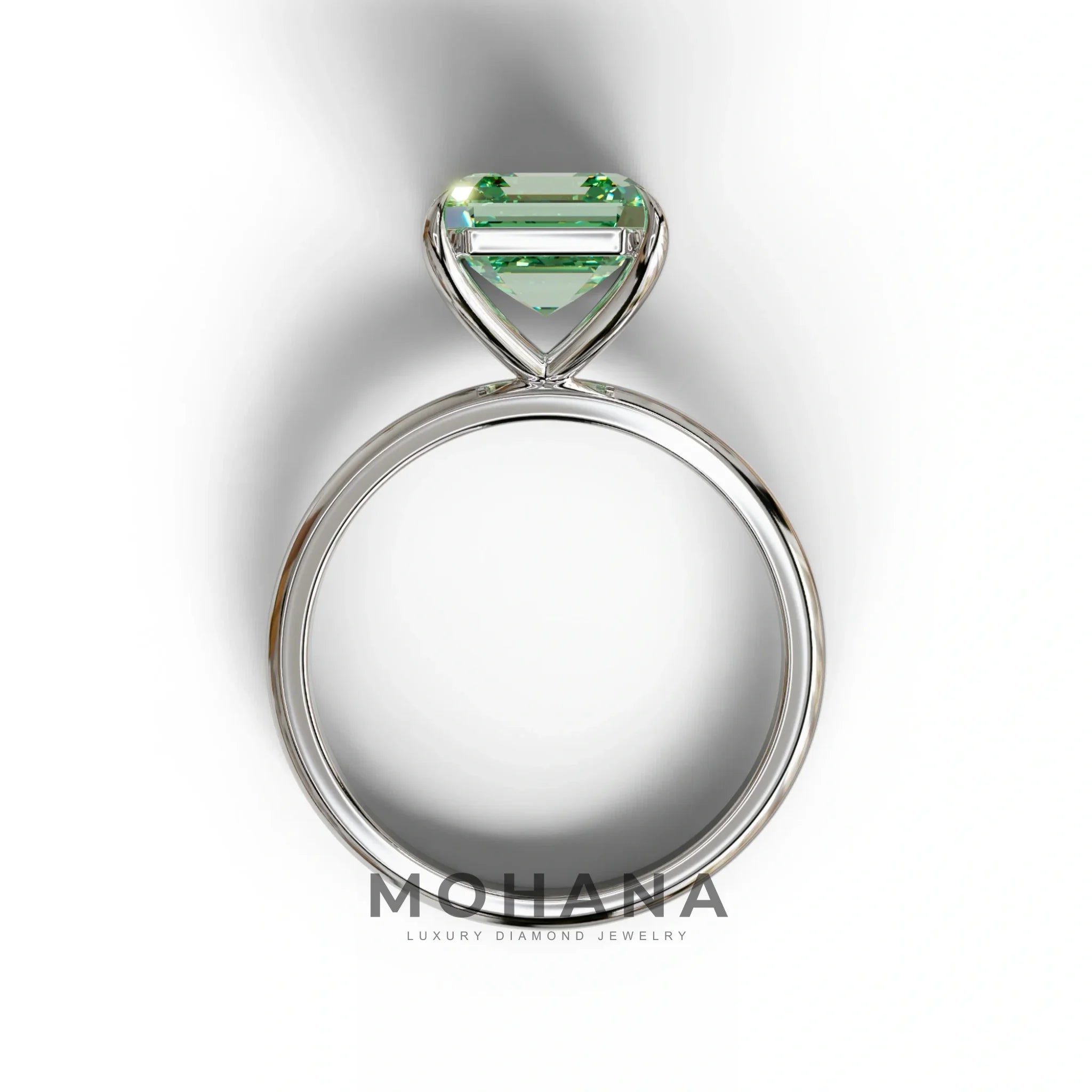 Green Asscher Cut Solitaire Lab Grown Diamond Engagement Ring - Fabriciana