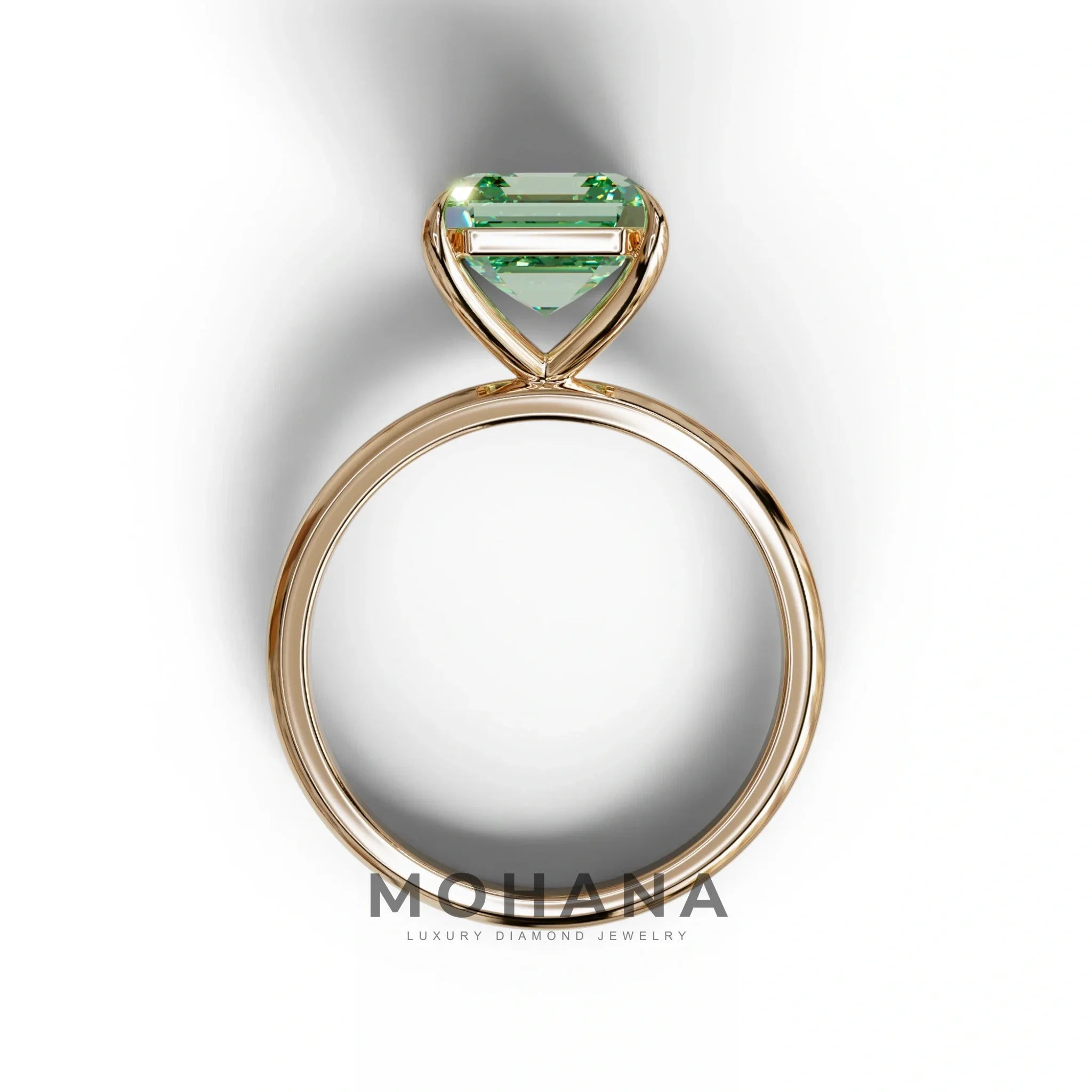 Green Asscher Cut Solitaire Lab Grown Diamond Engagement Ring - Fabriciana