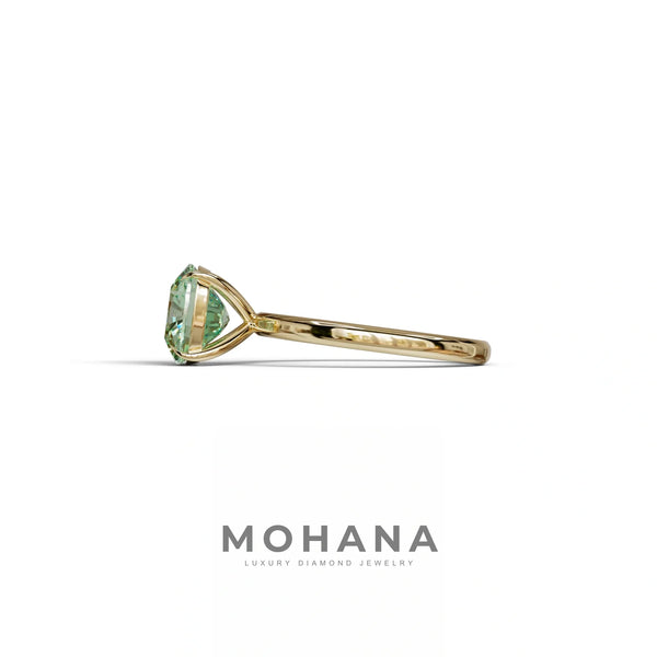 2 to 5 Carat Green Lab Grown Diamond Engagement Ring – Cushion Cut Solitaire alternate view