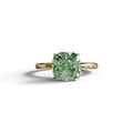 Green Cushion Cut Solitaire Lab Grown Diamond Engagement Ring - Mesmera - 2 Carat / 10K Solid Gold / Yellow Gold