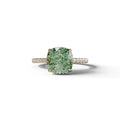 2.5 Carat Green Cushion Cut Hidden Halo & Pave Lab Grown Diamond Ring - 10K Solid Gold / Yellow Gold