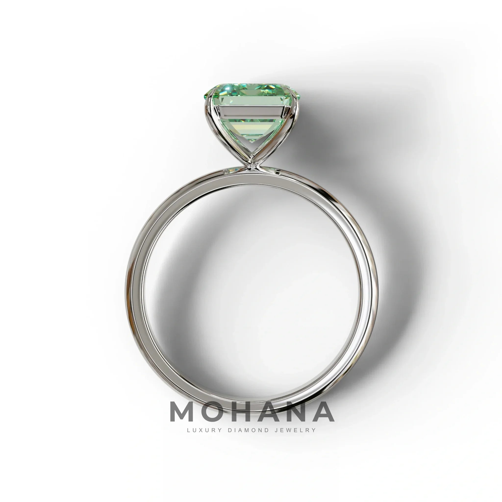 Green Emerald Cut Solitaire Lab Grown Diamond Engagement Ring - Vanessa