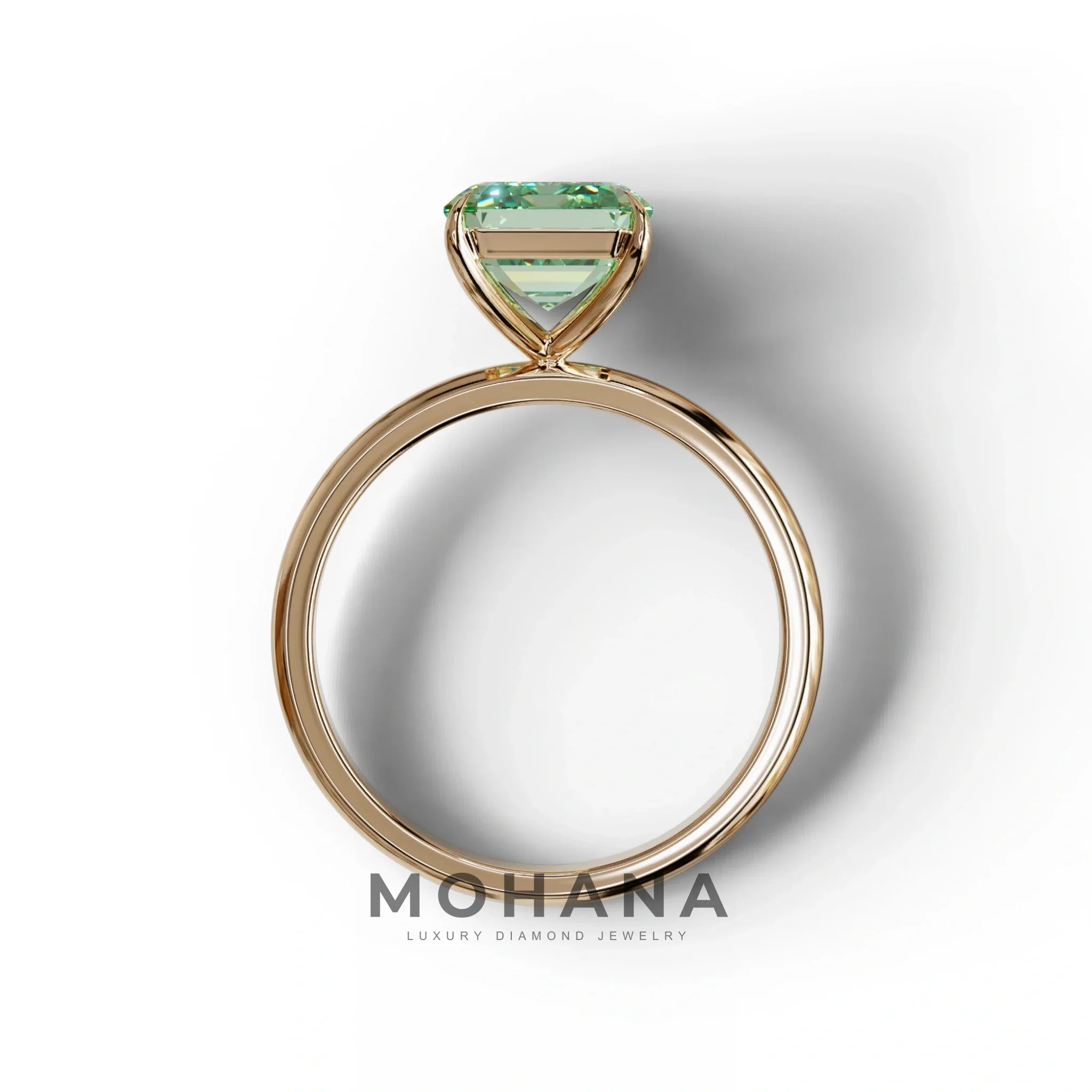 Green Emerald Cut Solitaire Lab Grown Diamond Engagement Ring - Vanessa