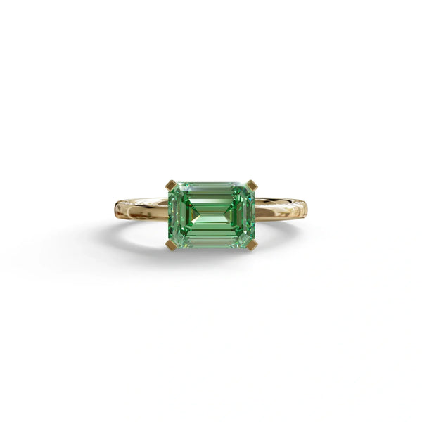 2.5 Carat Green Lab Grown Diamond Engagement Ring – Emerald Cut Hidden Halo | Qiqi