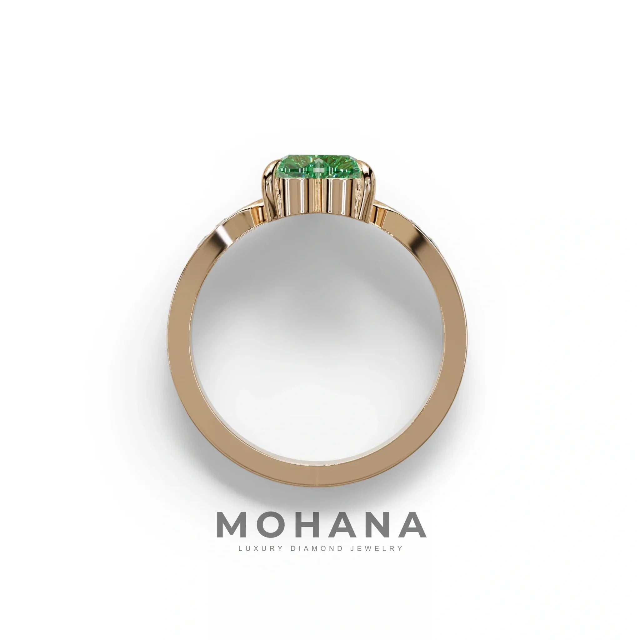 Green Heart Shape Lab Grown Diamond Engagement Ring - Moise