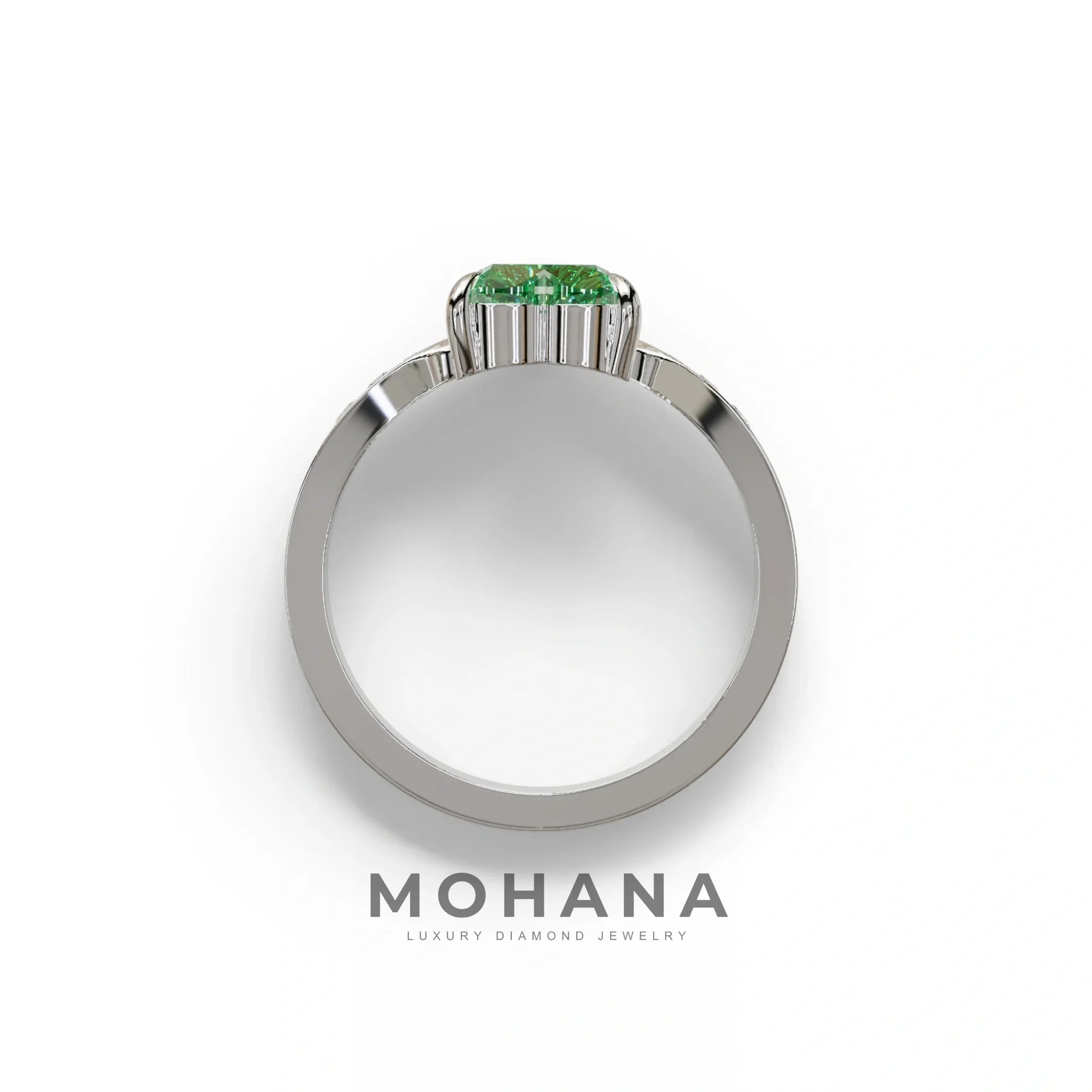 Green Heart Shape Lab Grown Diamond Engagement Ring - Moise