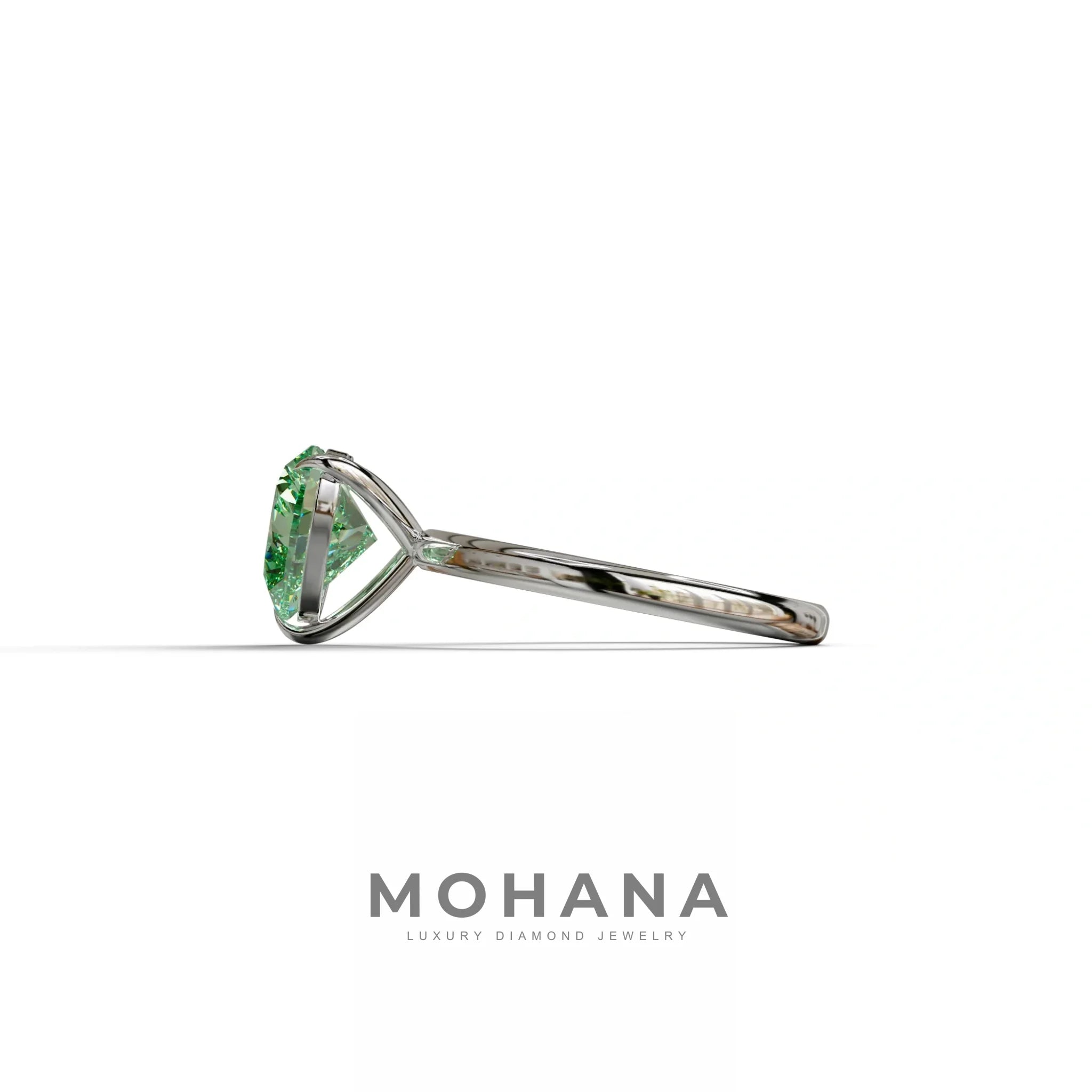 Green Heart Cut Solitaire Lab Grown Diamond Engagement Ring - Mellow