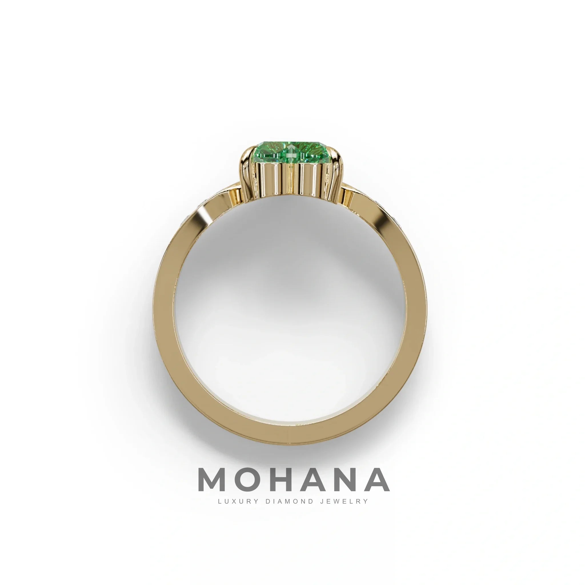 Green Heart Shape Lab Grown Diamond Engagement Ring - Moise