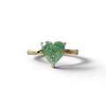 Green Heart Cut Solitaire Lab Grown Diamond Engagement Ring - Mellow - 2 Carat / 10K Solid Gold / Yellow Gold