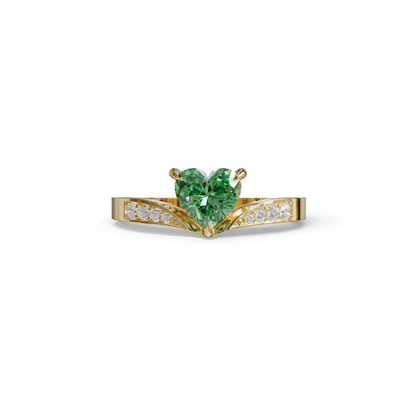 2 to 5 Carat Green Lab Grown Diamond Engagement Ring – Heart Cut Solitaire | Moise