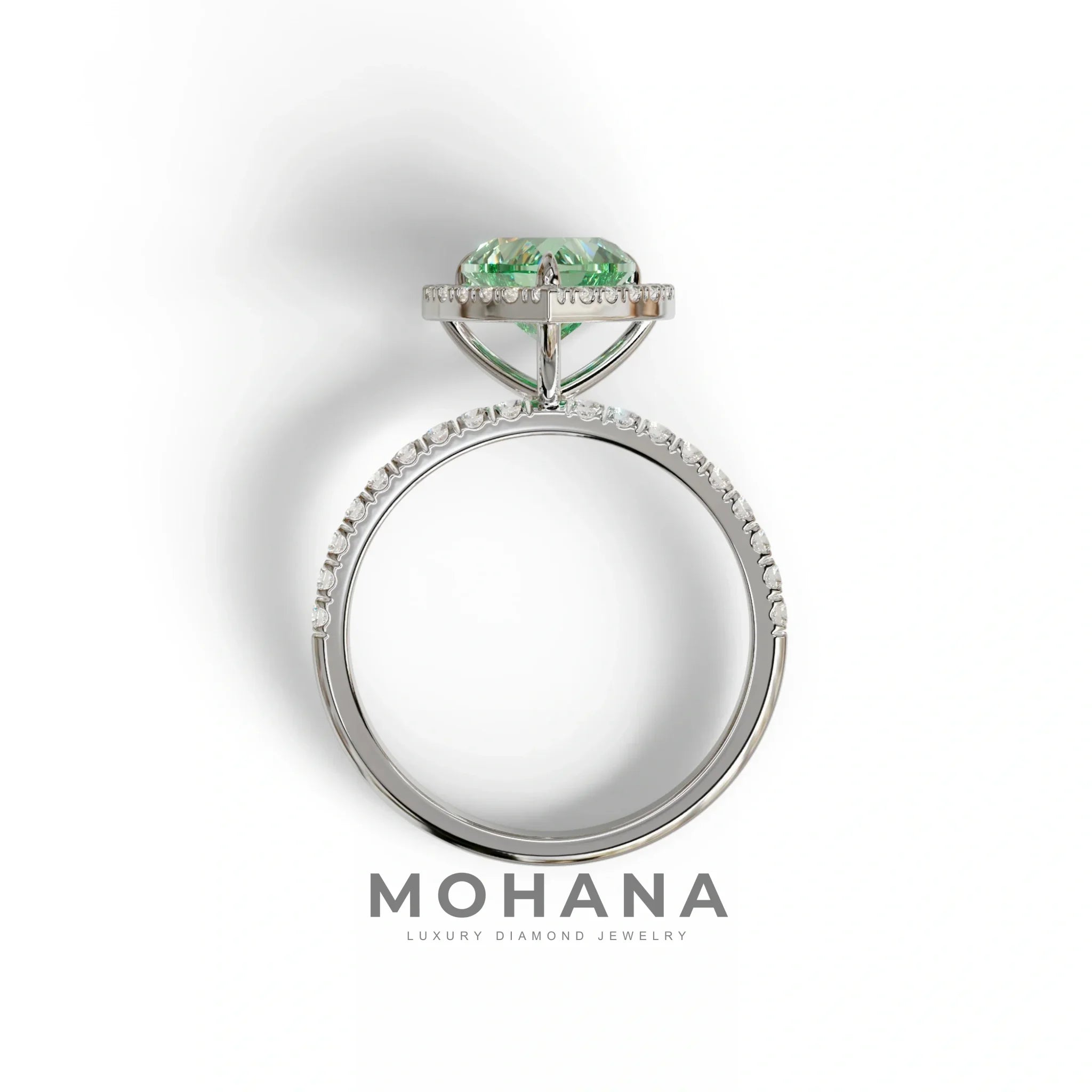 Green Heart Cut Halo & Pavé Lab Grown Diamond Engagement Ring - Gelia