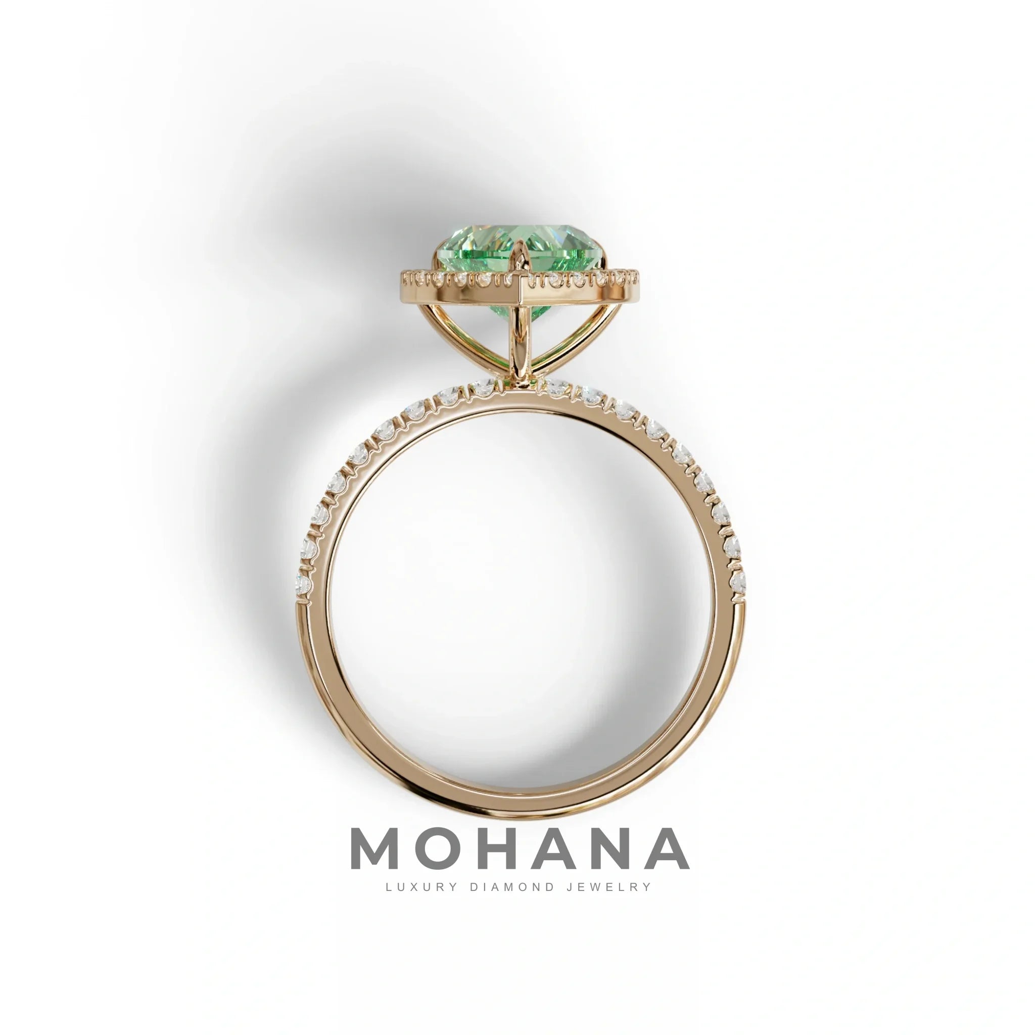 Green Heart Cut Halo & Pavé Lab Grown Diamond Engagement Ring - Gelia
