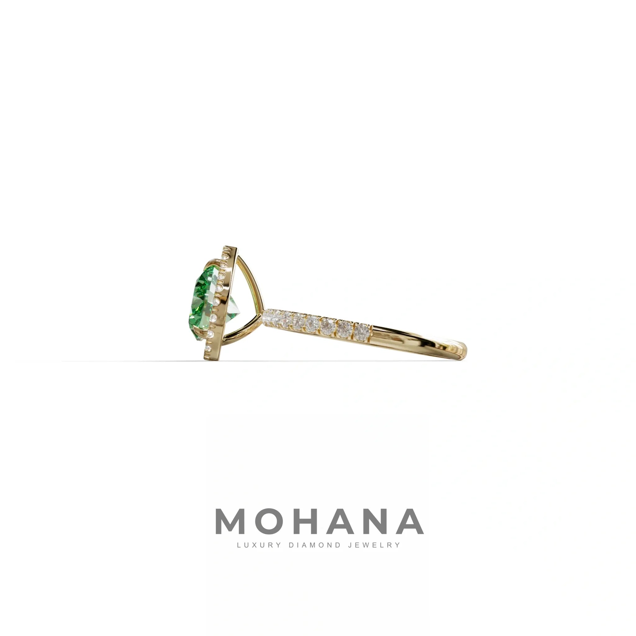 Green Heart Cut Halo & Pavé Lab Grown Diamond Engagement Ring - Gelia