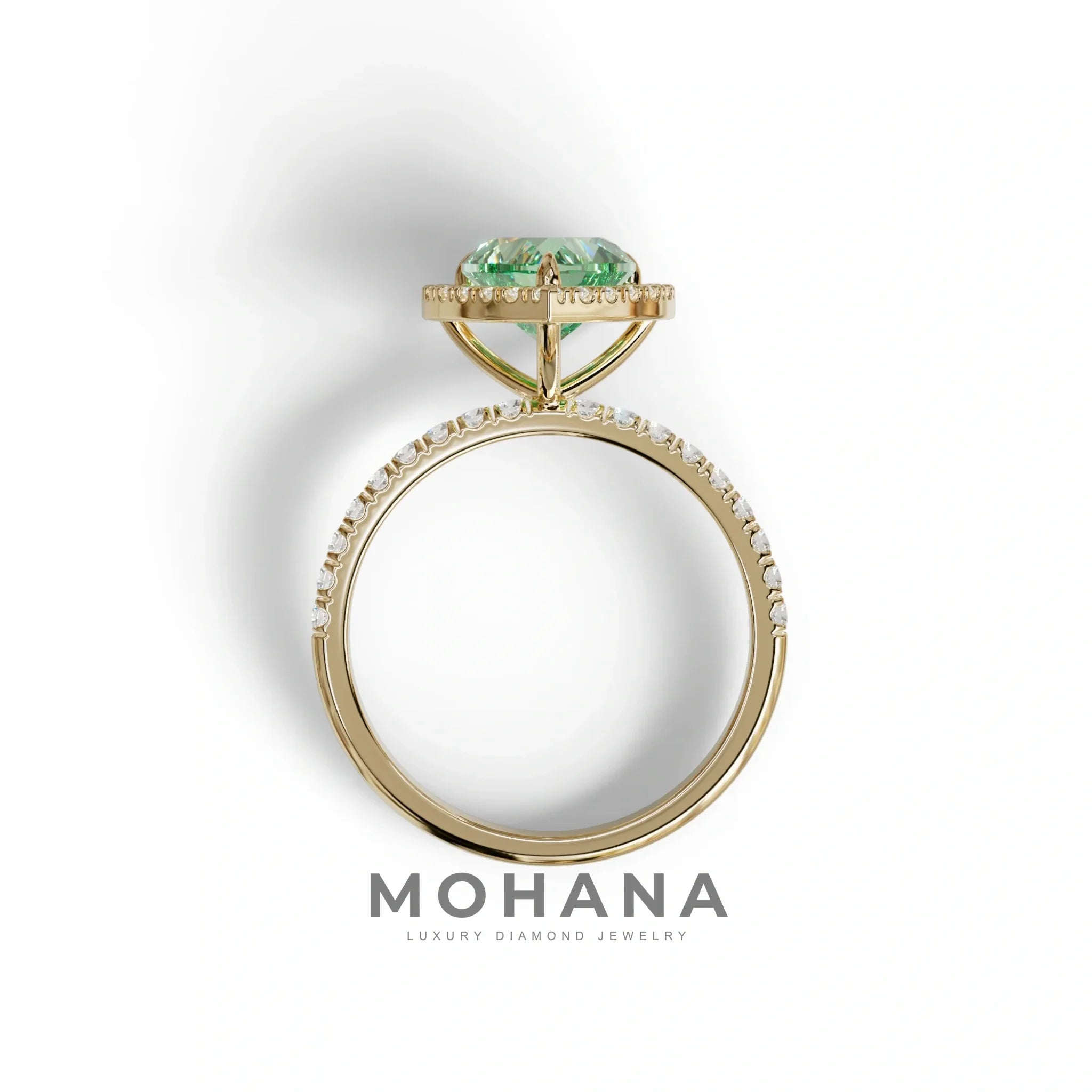 Green Heart Cut Halo & Pavé Lab Grown Diamond Engagement Ring - Gelia