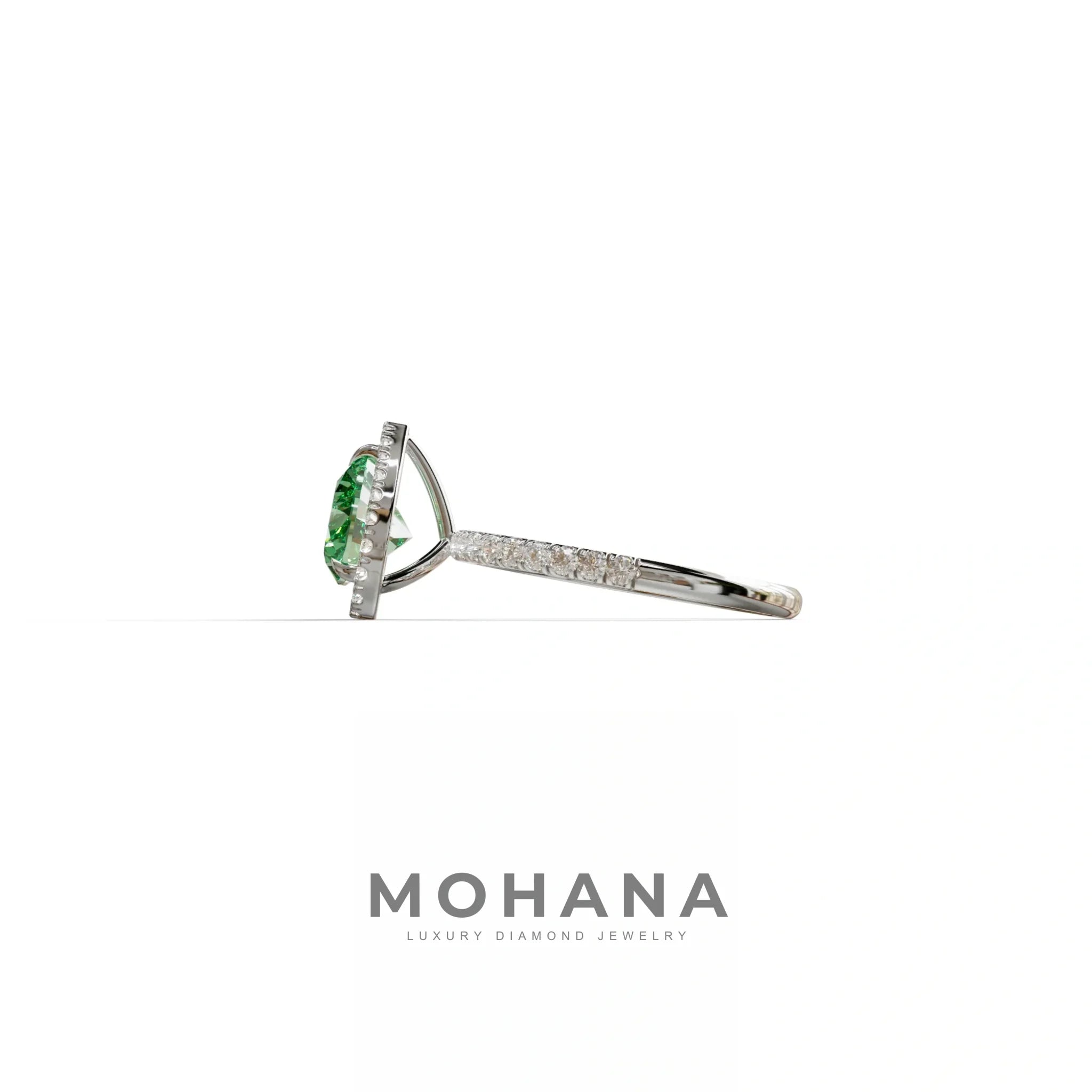 Green Heart Cut Halo & Pavé Lab Grown Diamond Engagement Ring - Gelia