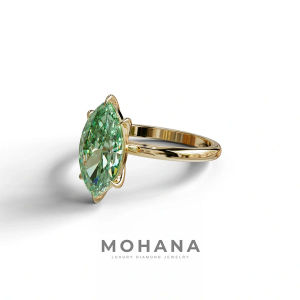2 to 5 Carat Green Lab Grown Diamond Engagement Ring – Marquise Cut Solitaire | Celestina alternate view