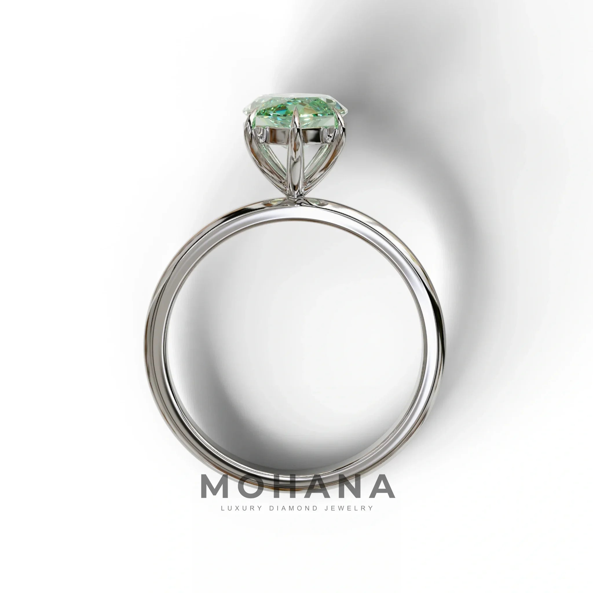 Fancy Vivid Green Marquise Cut Solitaire Lab Grown Diamond Engagement Ring - Celestina