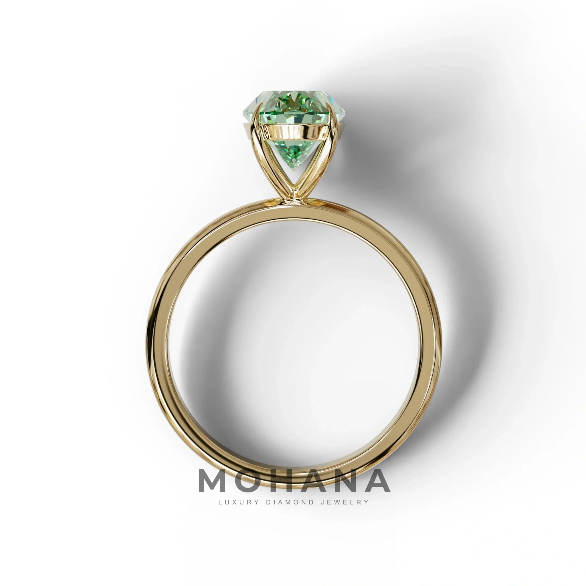 Green Oval Cut Solitaire Lab Grown Diamond Engagement Ring - Curiosa
