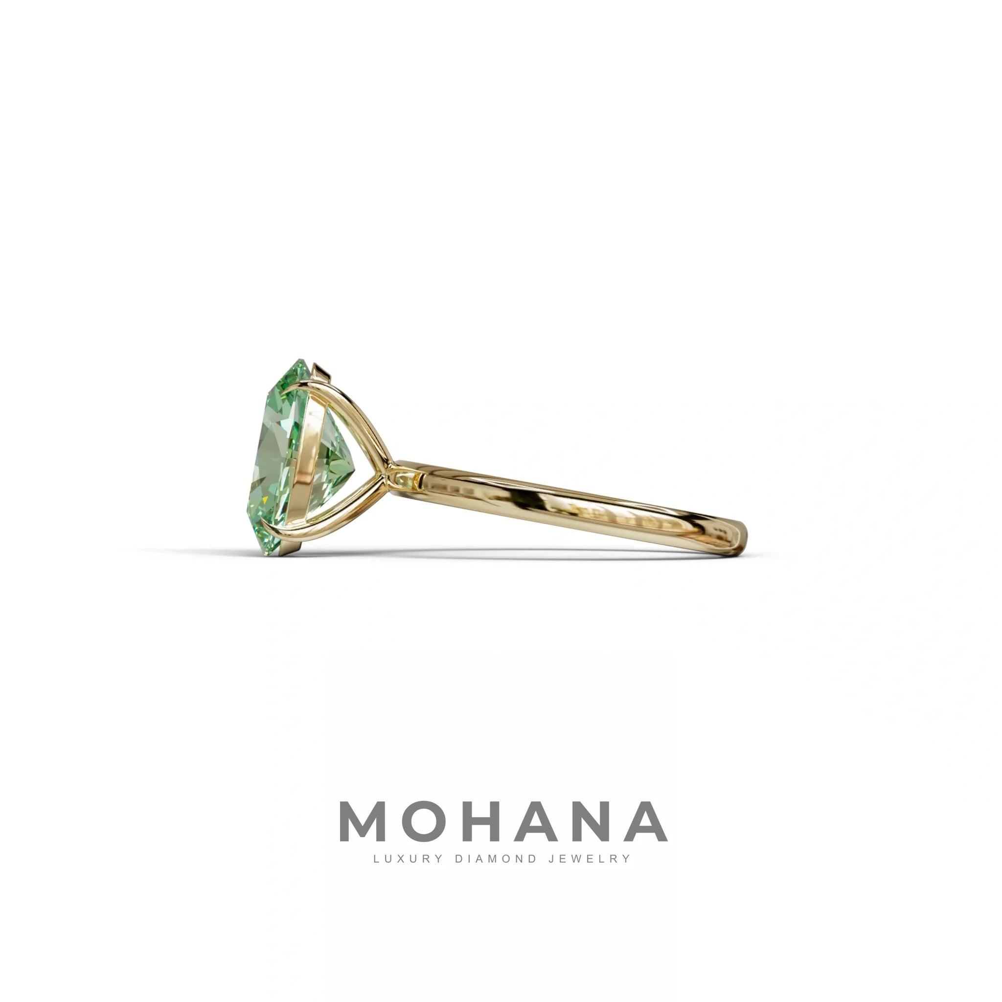 Green Oval Cut Solitaire Lab Grown Diamond Engagement Ring - Curiosa