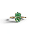 Green Oval Cut Solitaire Lab Grown Diamond Engagement Ring - Curiosa - 2 Carat / 10K Solid Gold / Yellow Gold