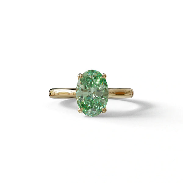 2 to 5 Carat Green Lab Grown Diamond Engagement Ring – Oval Cut Solitaire | Secrecy