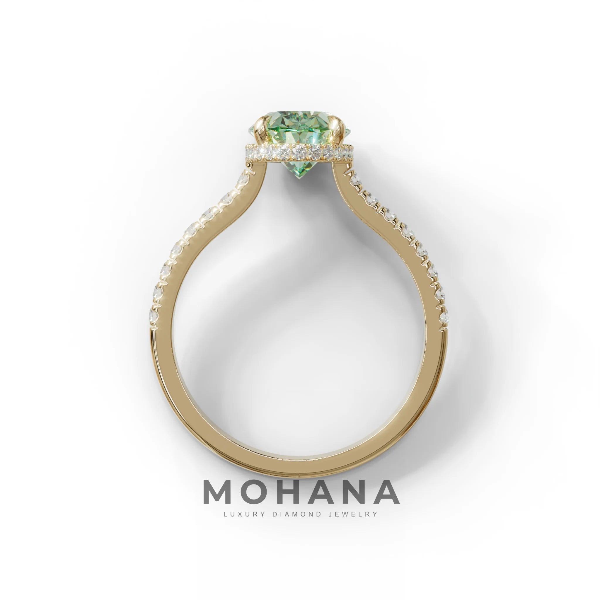 2.5 Carat Green Oval Hidden Halo & Pave Setting Lab Diamond Ring - Eblouissant