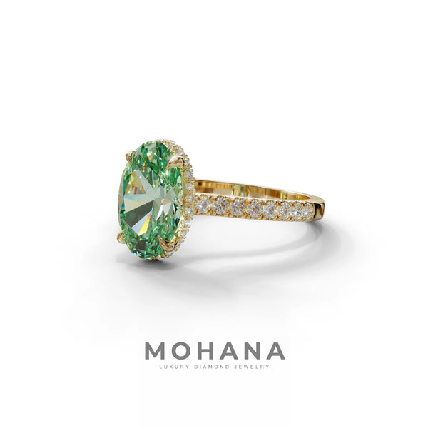 2.5 Carat Green Lab Grown Diamond Engagement Ring – Oval Cut Hidden Halo alternate view