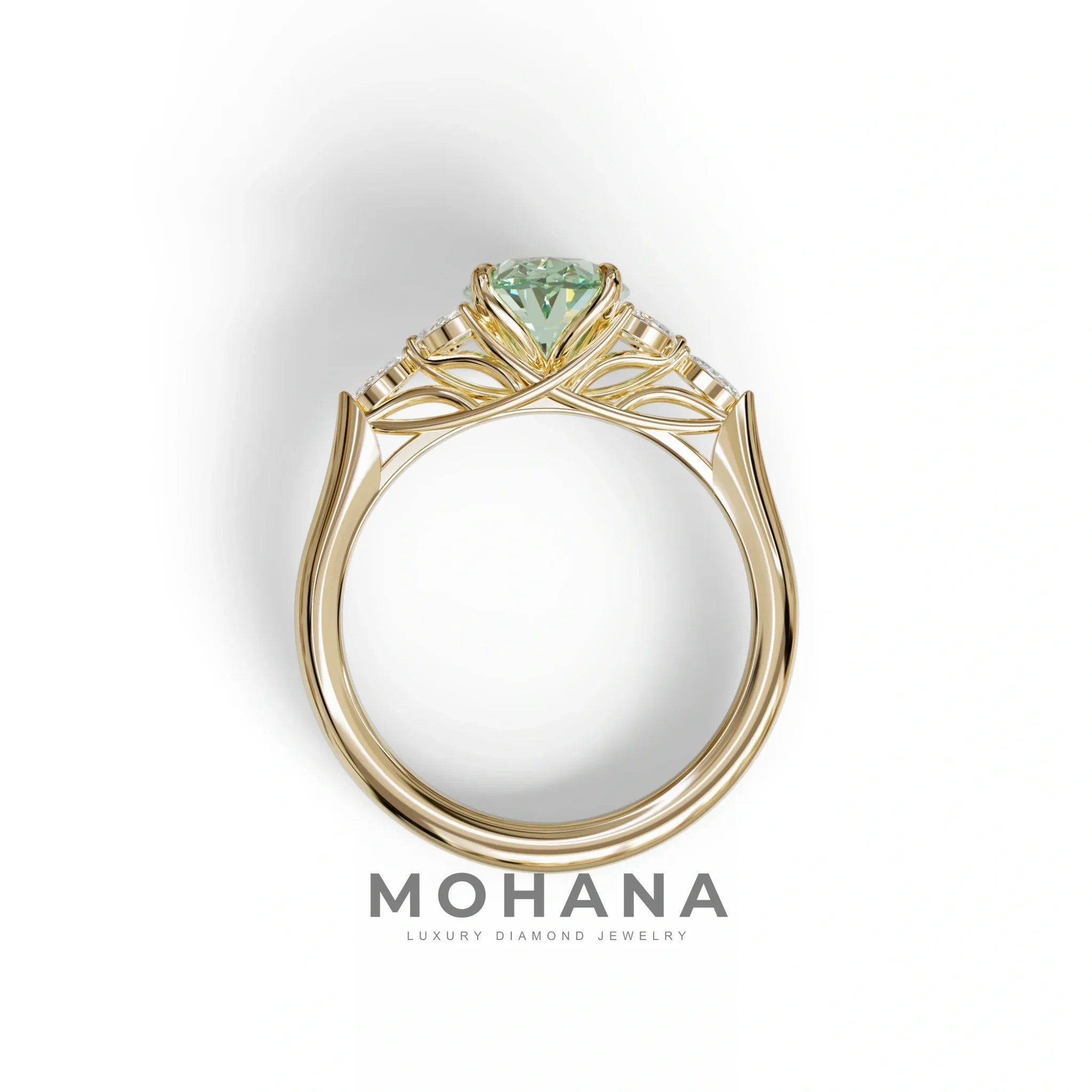 2.5 Carat Green Lab Grown Diamond Engagement Ring · Oval Cut Nature-Inspired | Halcyon - view 9