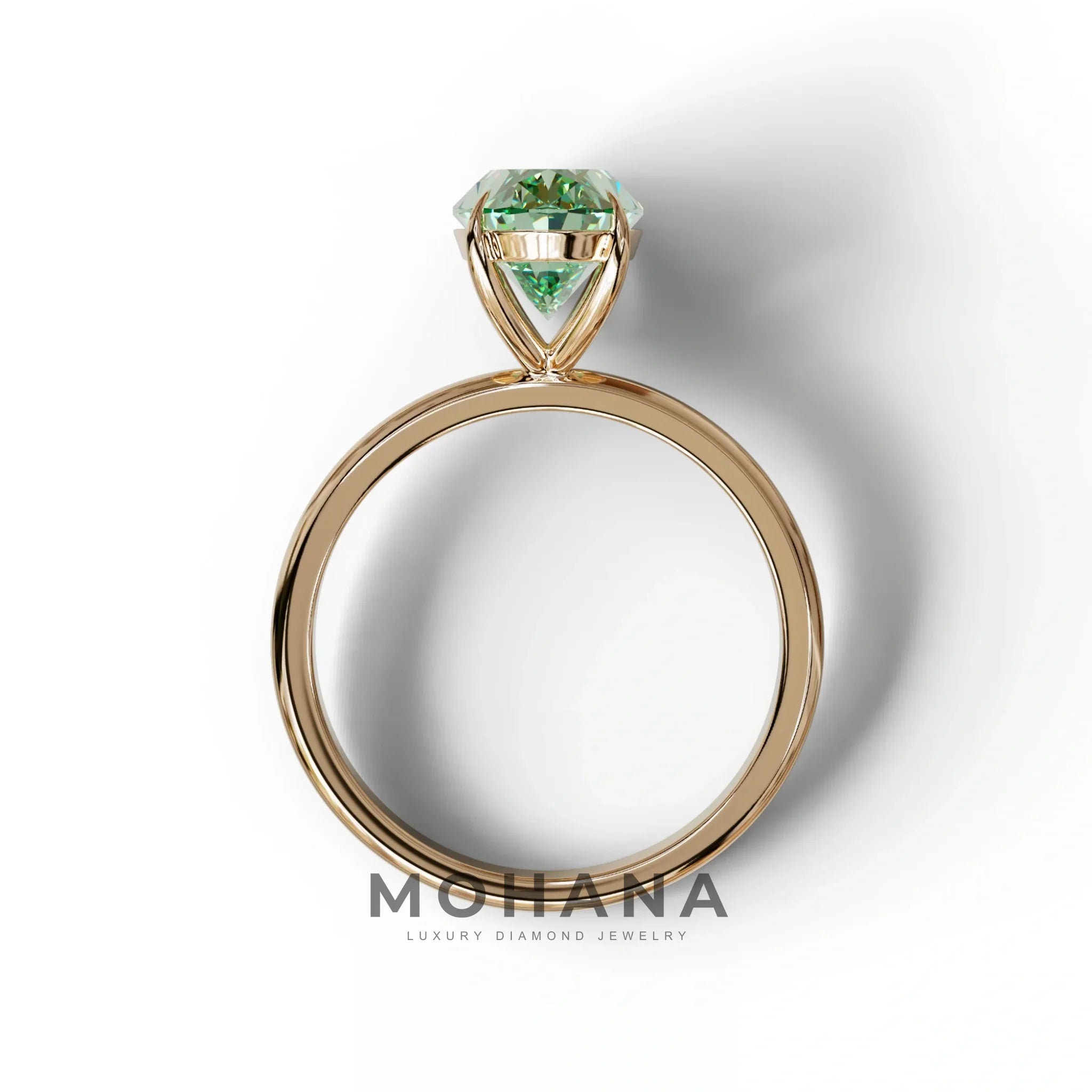 Green Oval Cut Solitaire Lab Grown Diamond Engagement Ring - Curiosa