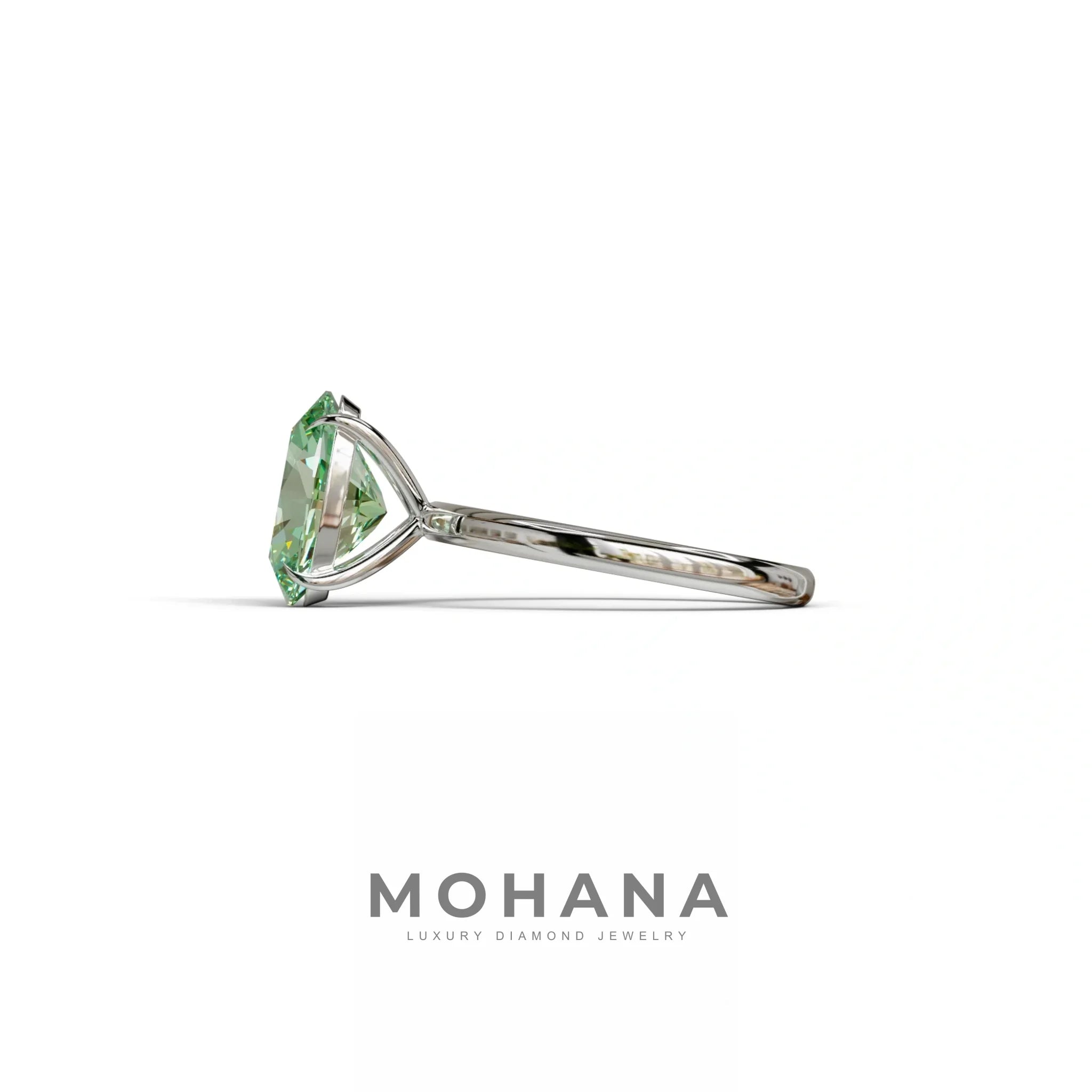 Green Oval Cut Solitaire Lab Grown Diamond Engagement Ring - Curiosa
