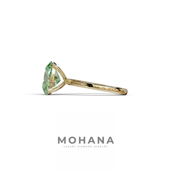 2 to 5 Carat Green Lab Grown Diamond Engagement Ring – Oval Cut Solitaire alternate view
