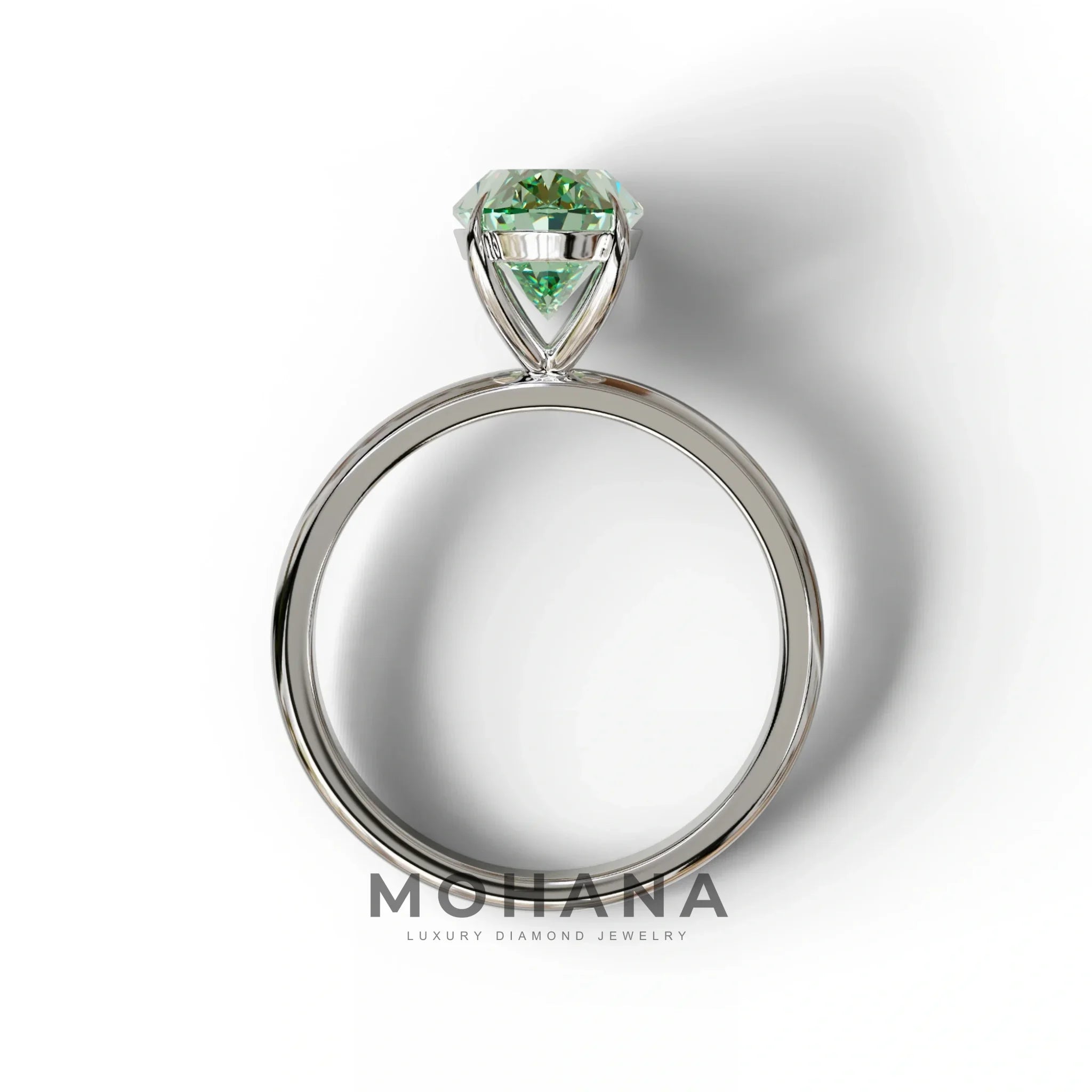 Green Oval Cut Solitaire Lab Grown Diamond Engagement Ring - Curiosa