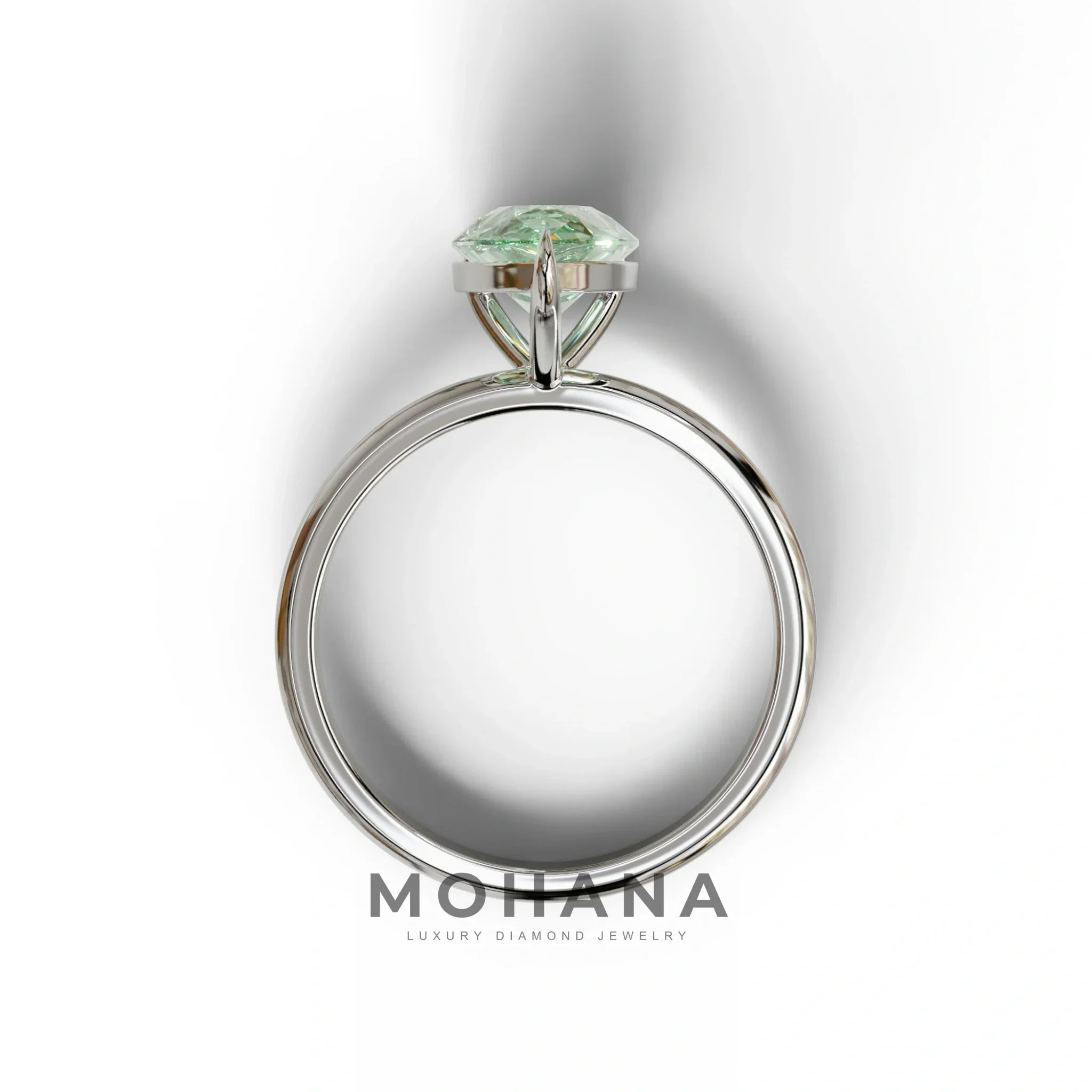 Green Pear Cut Solitaire Lab Grown Diamond Engagement Ring - Maniola