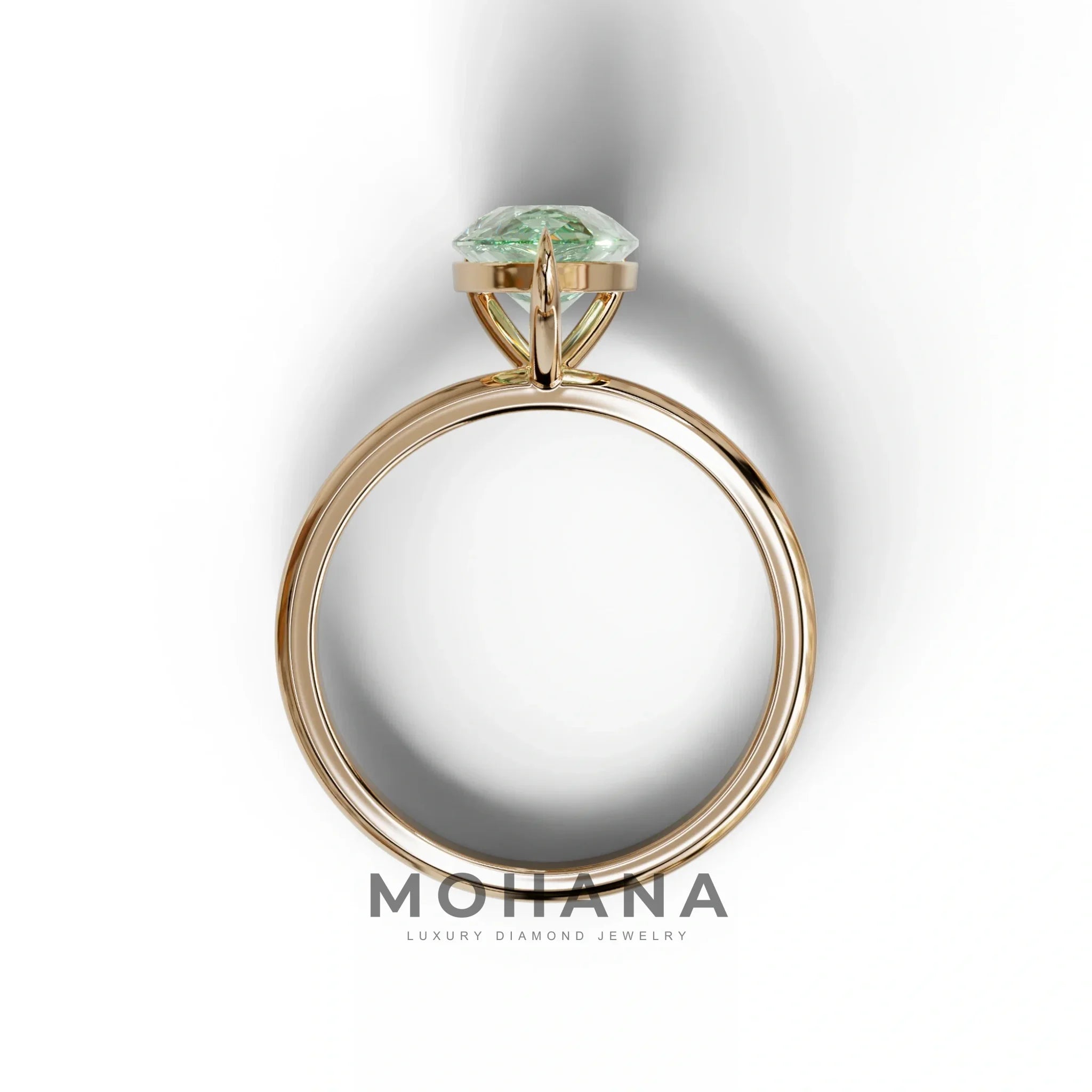 Green Pear Cut Solitaire Lab Grown Diamond Engagement Ring - Maniola