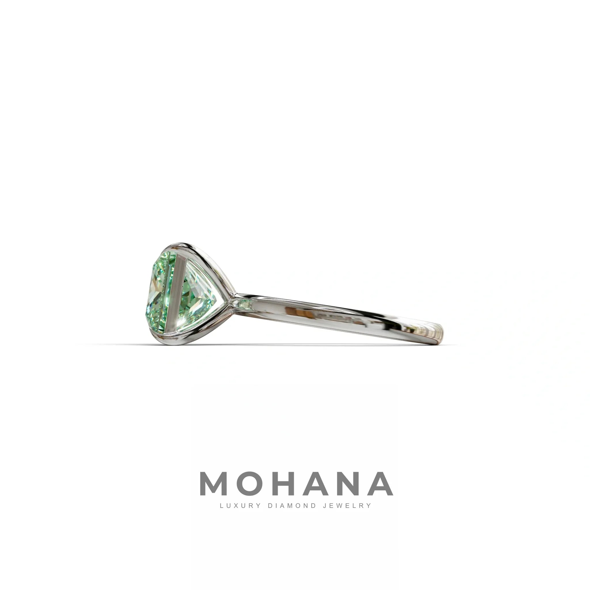 Green Princess Cut Solitaire Lab Grown Diamond Engagement Ring - Speyeria
