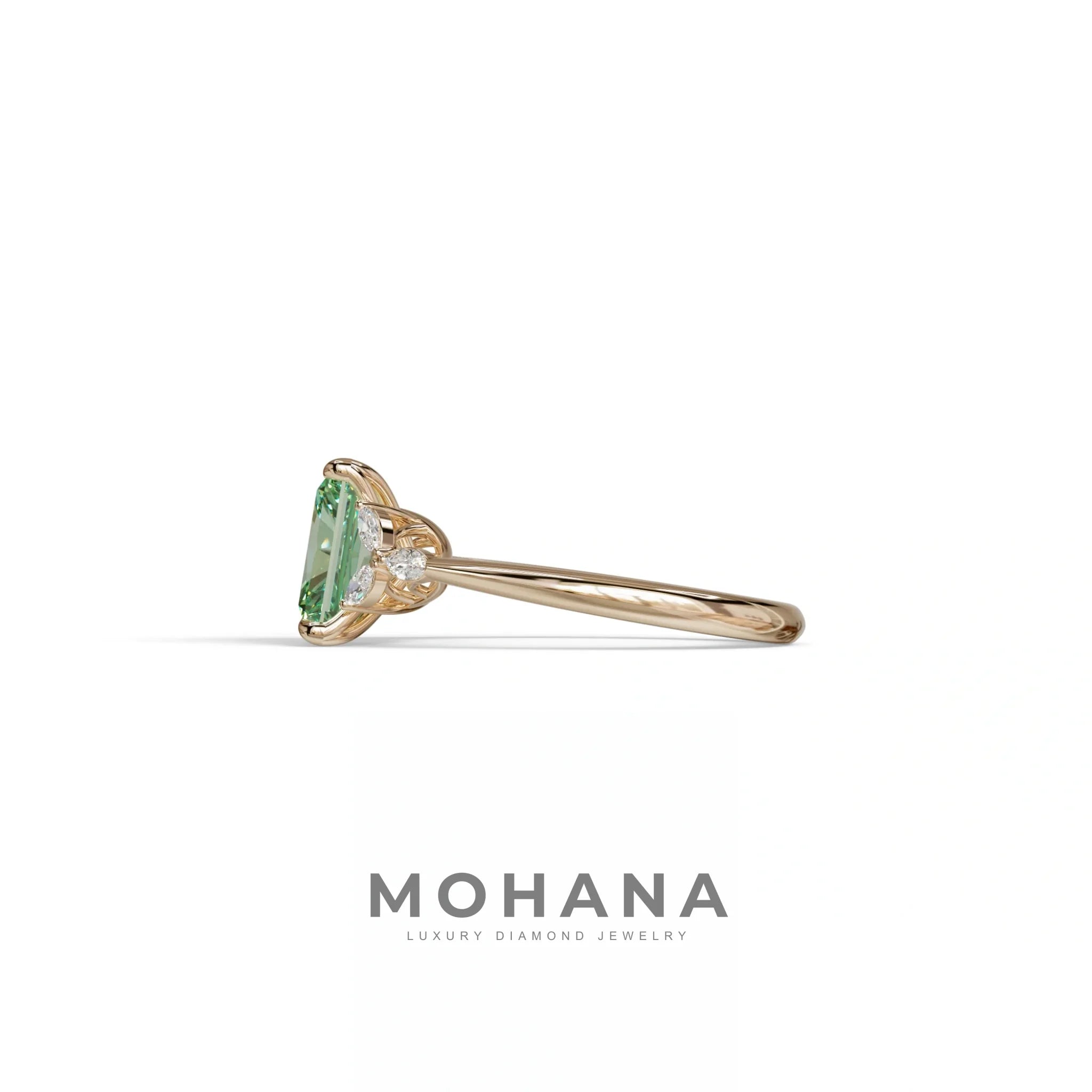2.5 Carat Green Lab Grown Diamond Engagement Ring · Radiant Cut Nature-Inspired | Aurora - view 5