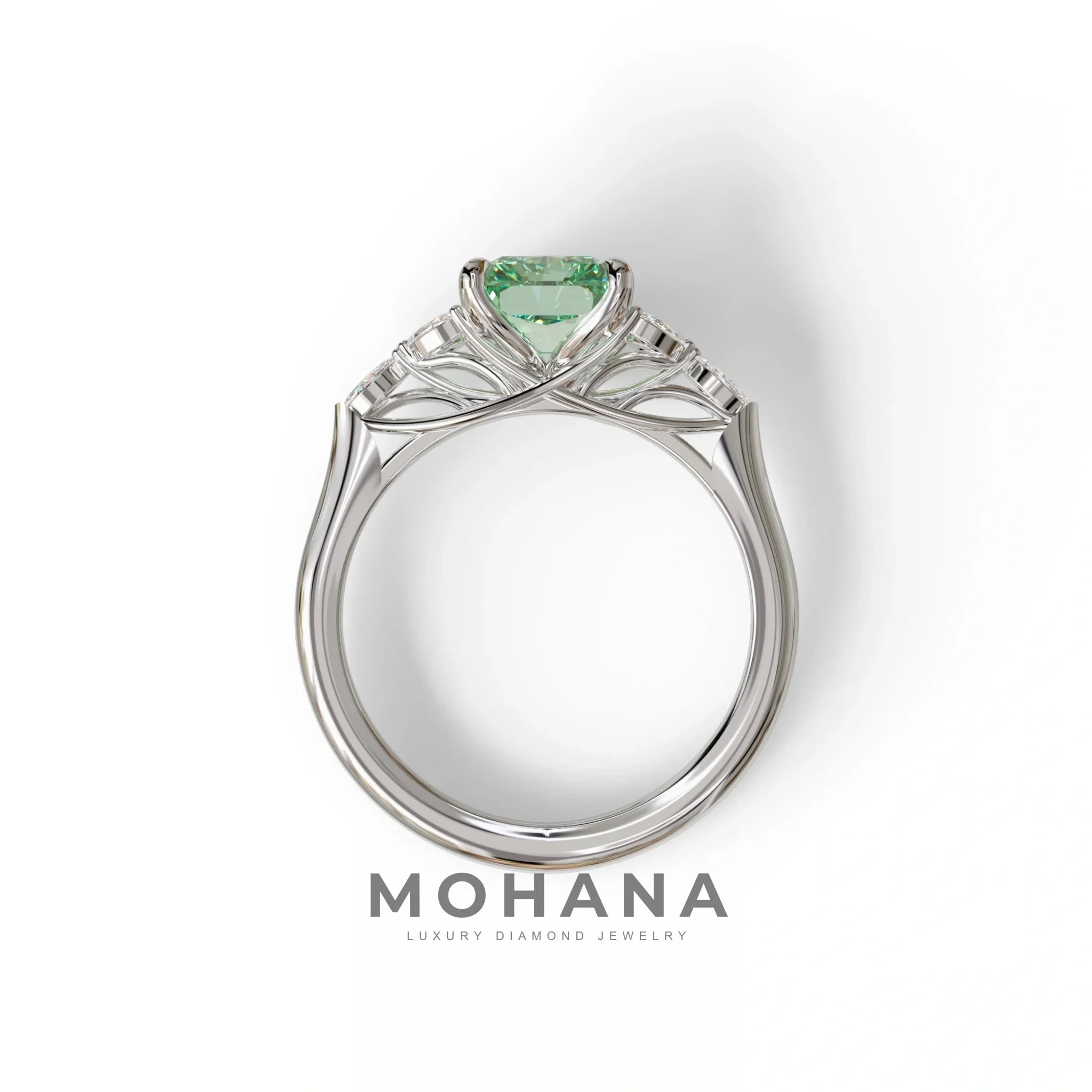 2.5 Carat Green Lab Grown Diamond Engagement Ring · Radiant Cut Nature-Inspired | Aurora - view 9