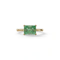 2.5 Ct Green Radiant Cut Lab Grown Diamond In Pave-Chanel Setting Ring - Maxine - 10K Solid Gold / Yellow Gold