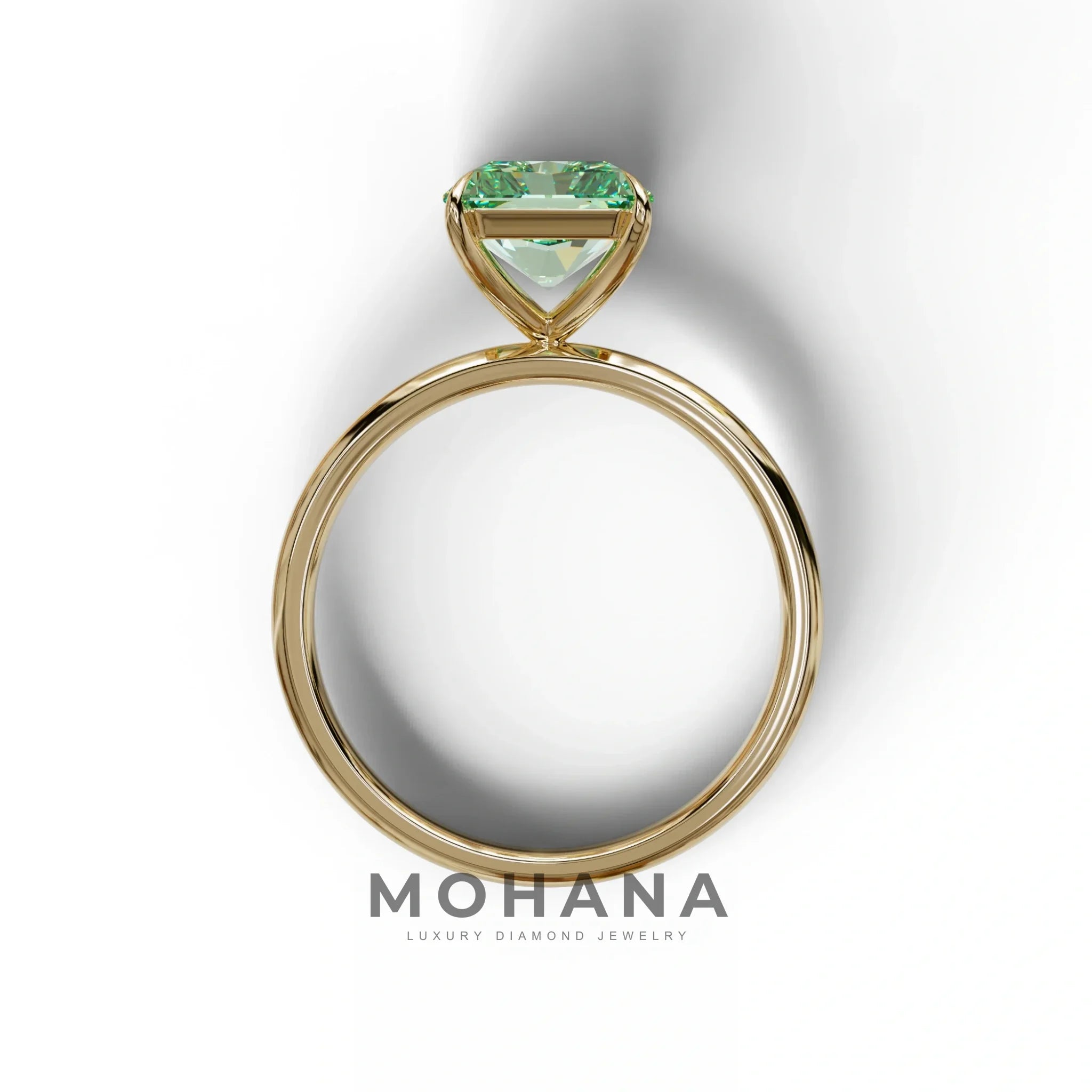 Green Radiant Cut Solitaire Lab Grown Diamond Engagement Ring - Papilia