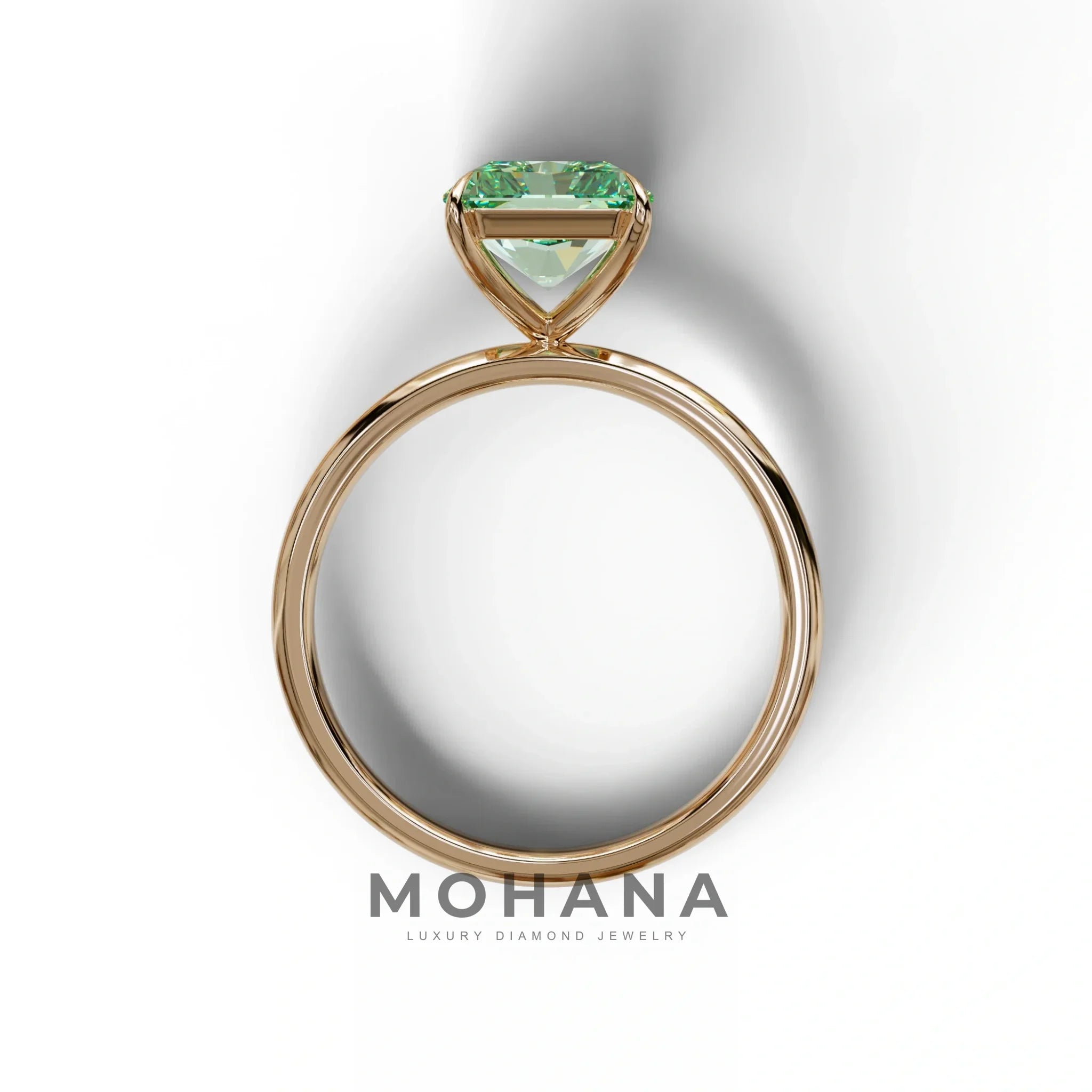 Green Radiant Cut Solitaire Lab Grown Diamond Engagement Ring - Papilia