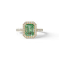 Green Radiant Cut Halo & Pave Lab Grown Diamond Engagement Ring - Madison - 2 Carat / 10K Solid Gold / Yellow Gold