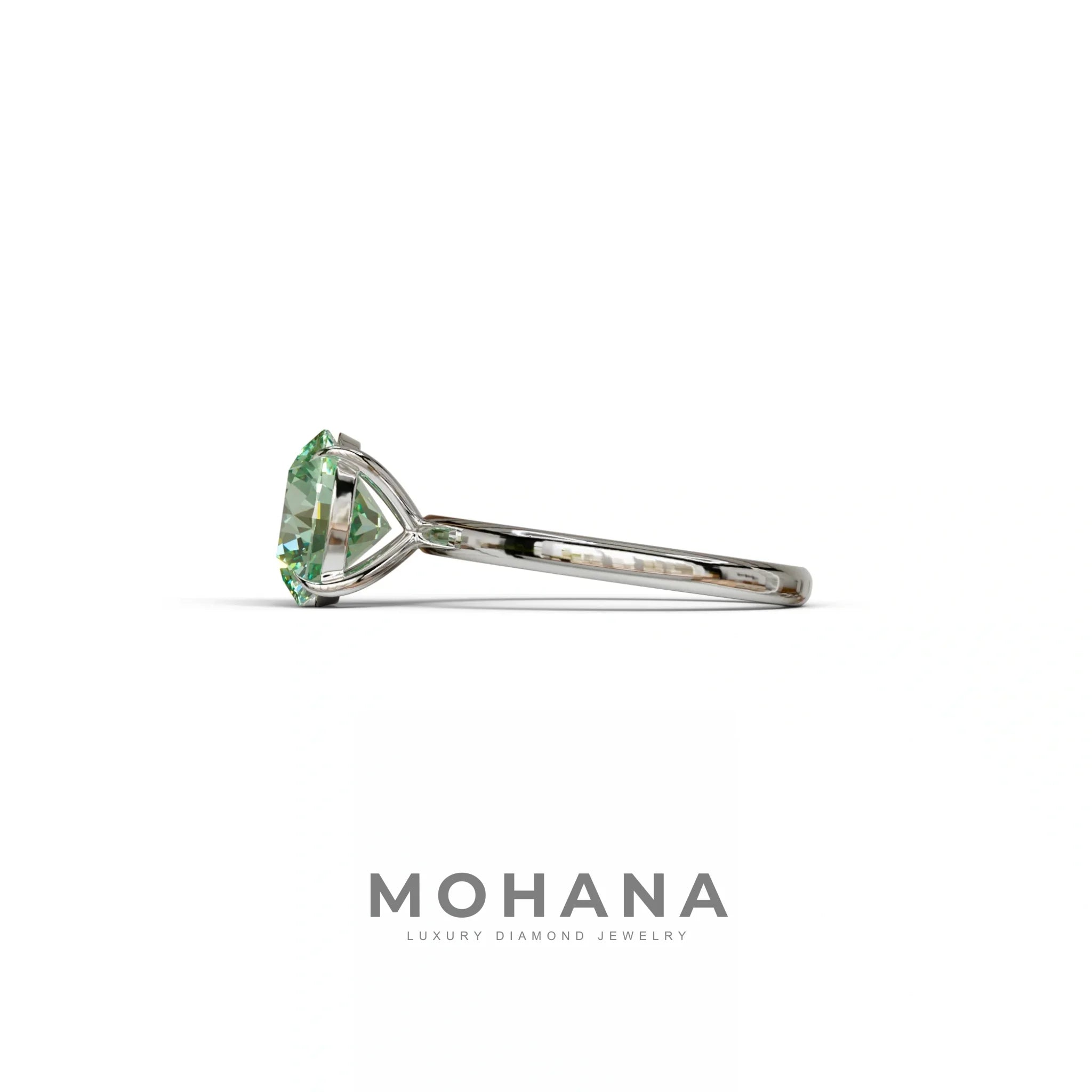 Green Round Cut Solitaire Lab Diamond Engagement Ring - Italia