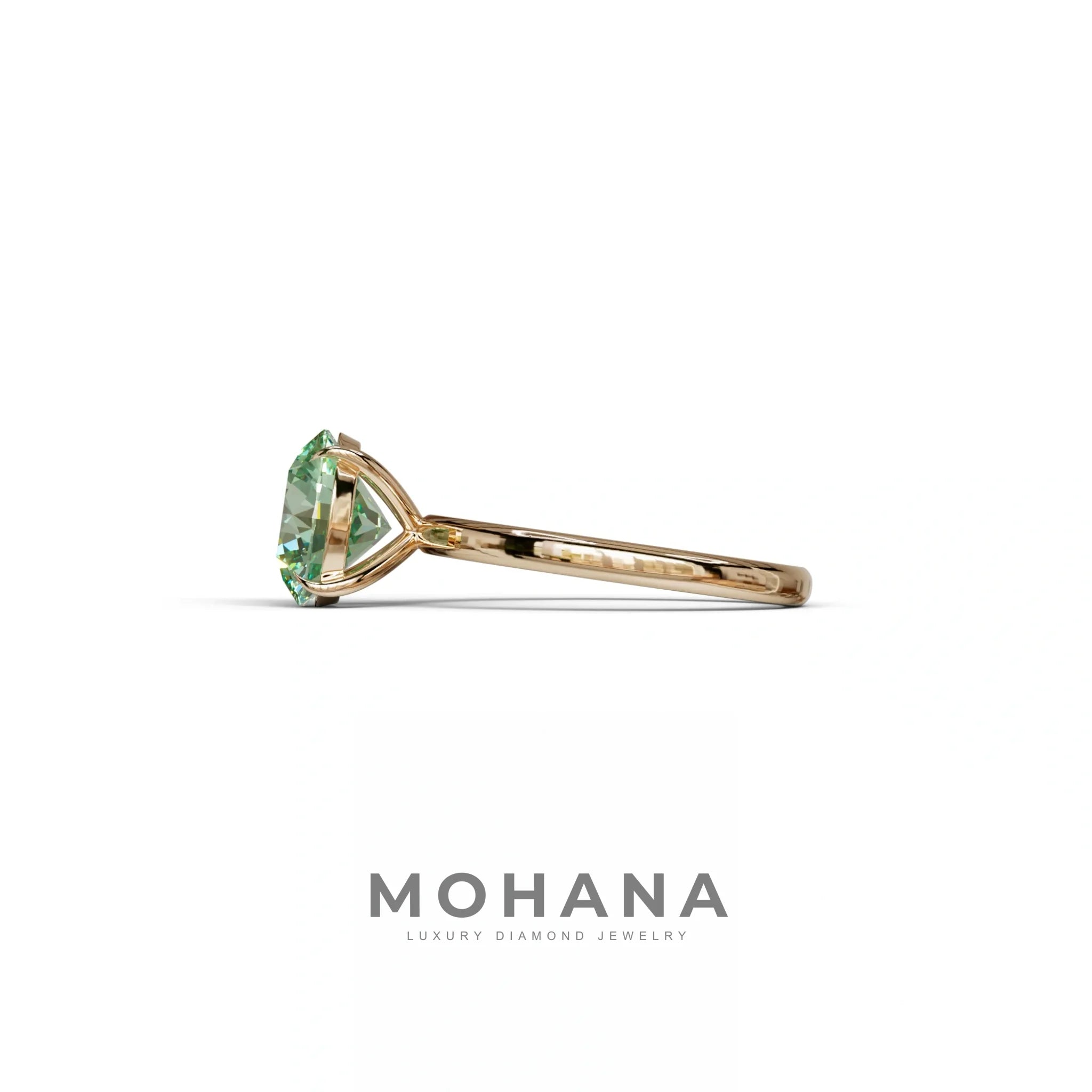 Green Round Cut Solitaire Lab Diamond Engagement Ring - Italia