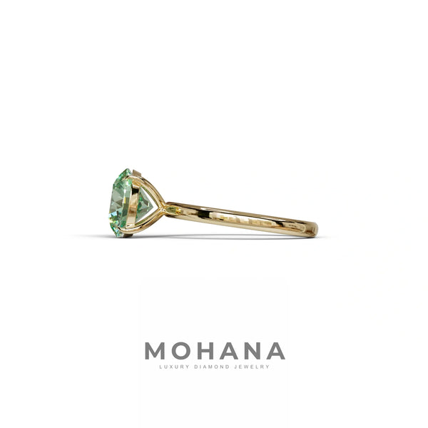 2 to 5 Carat Green Lab Grown Diamond Engagement Ring – Round Cut Solitaire alternate view